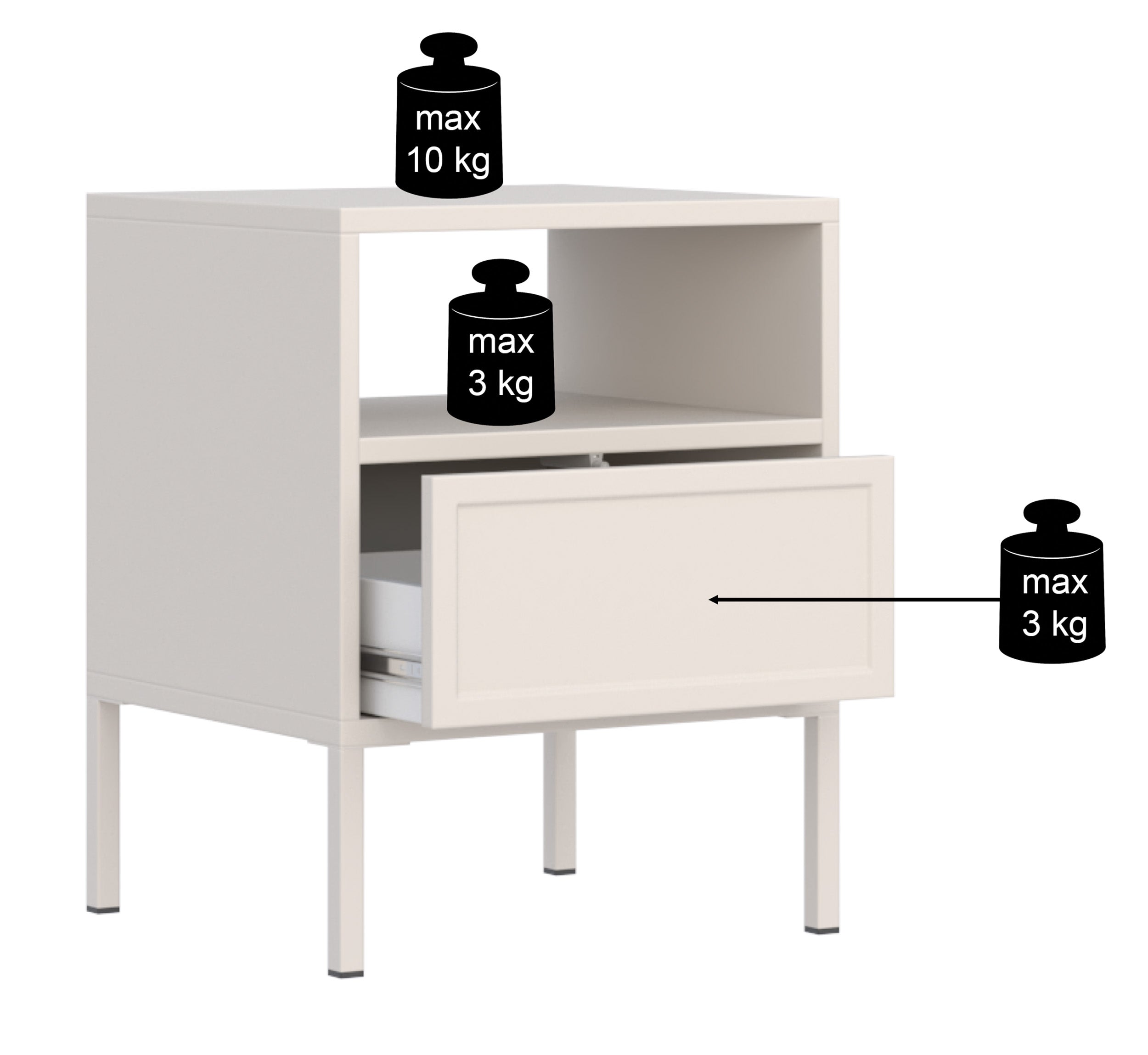 Szafka nocna Velveto z szufladą i wnęką 45 cm - szerokość 45 cm
