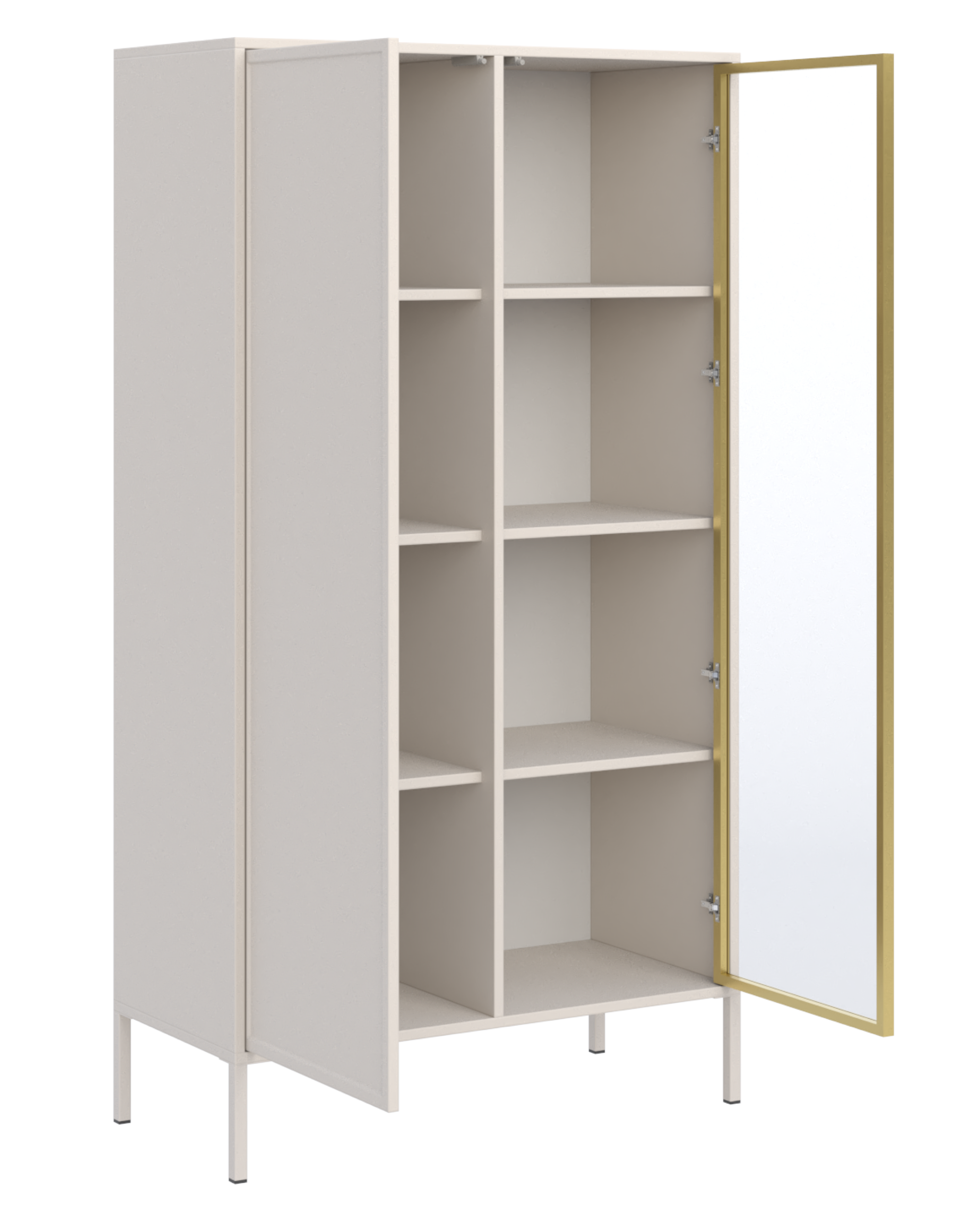 Witryna dwudrzwiowa Velveto ze szklanym frontem 90 cm kaszmir - otwieranie push open