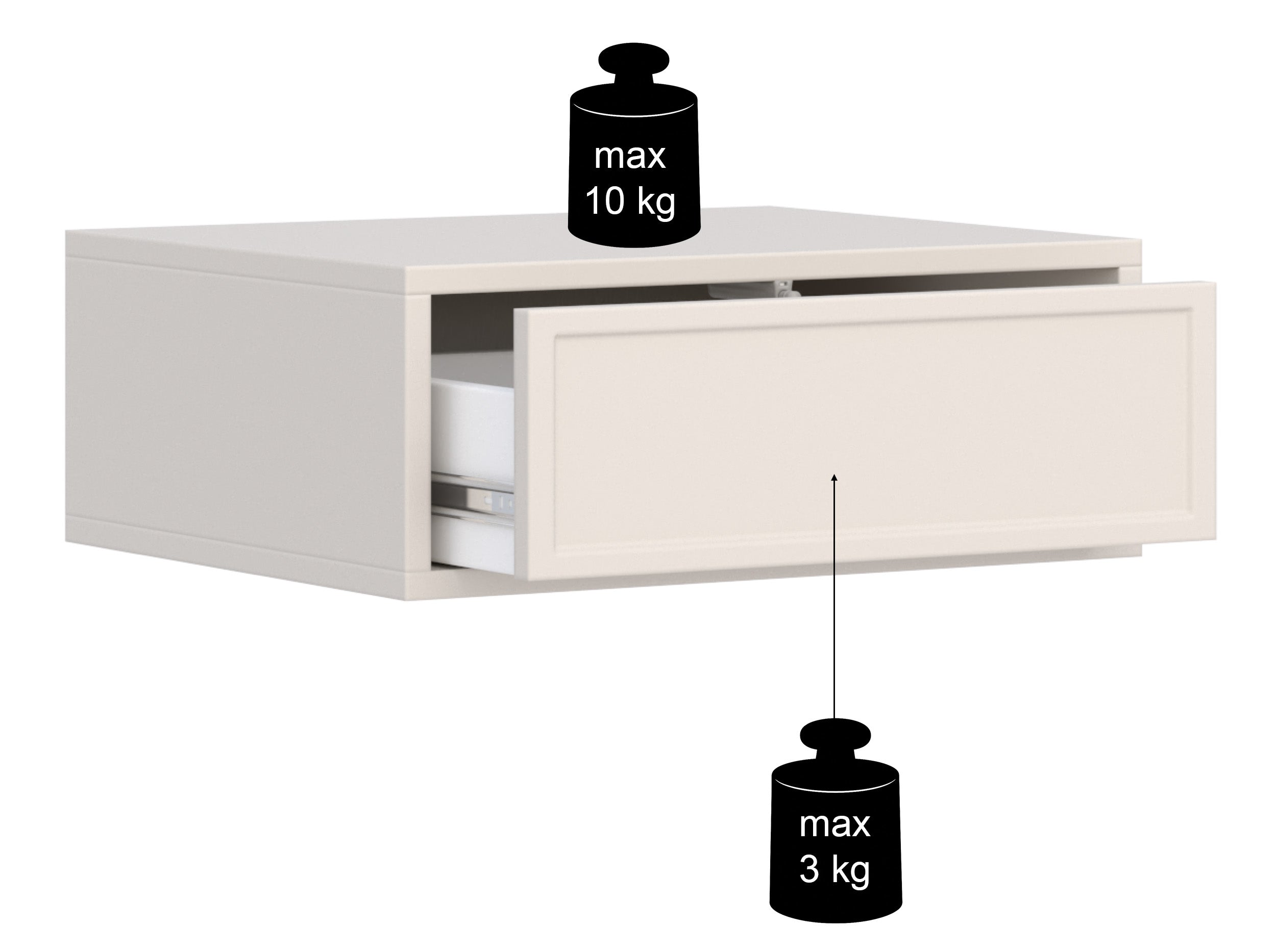 Szafka nocna Velveto wisząca z szufladą 50 cm kaszmir