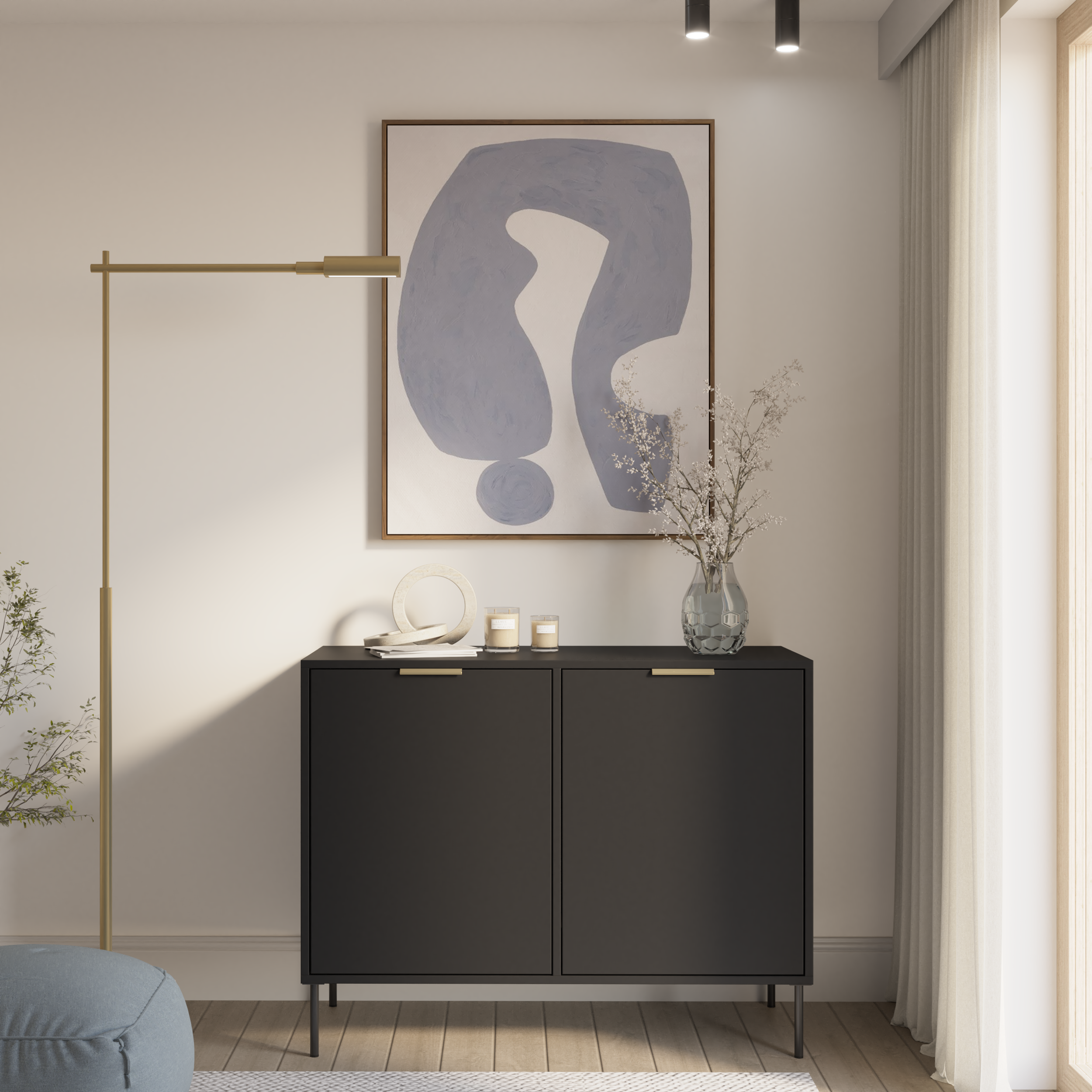 Komoda dwudrzwiowa Vena 100 cm czarny - na nóżkach