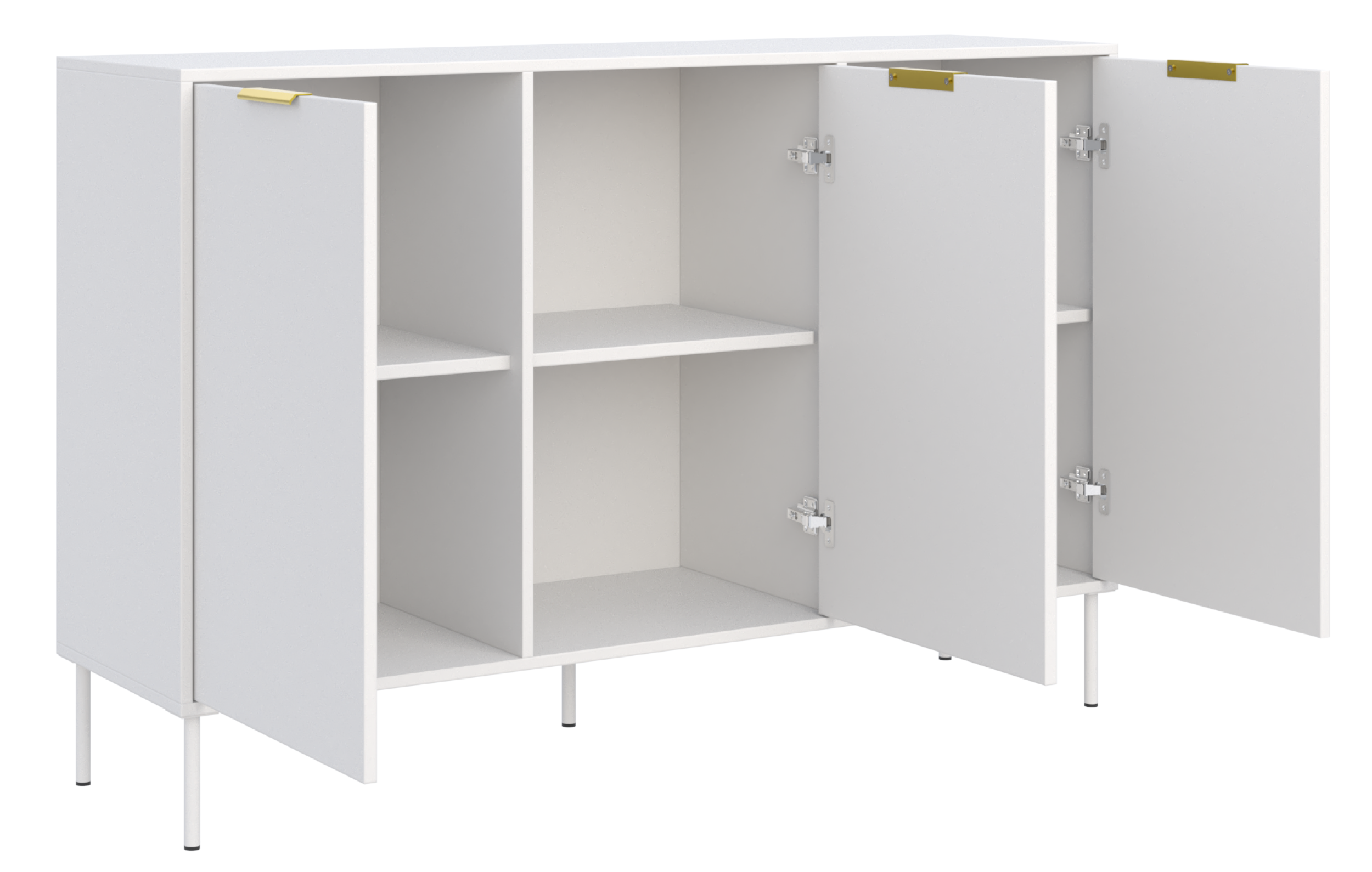 Komoda trzydrzwiowa Vena 150 cm biały - troje drzwi