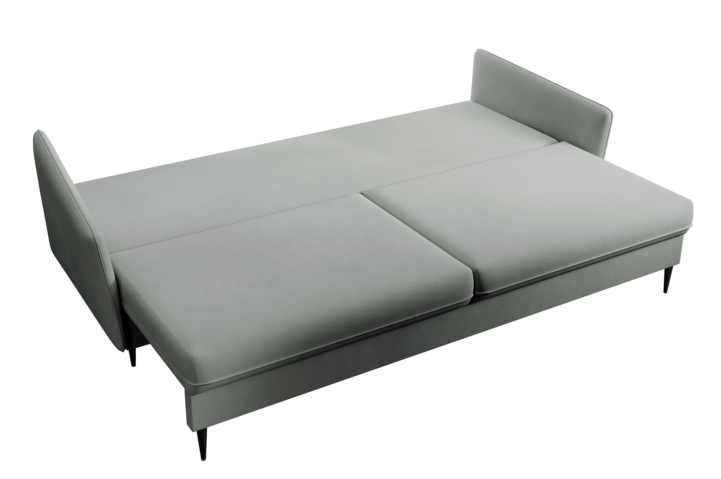 Kanapa rozkładana Volio szara velvet hydrofobowy nogi czarne - szerokość 221 cm