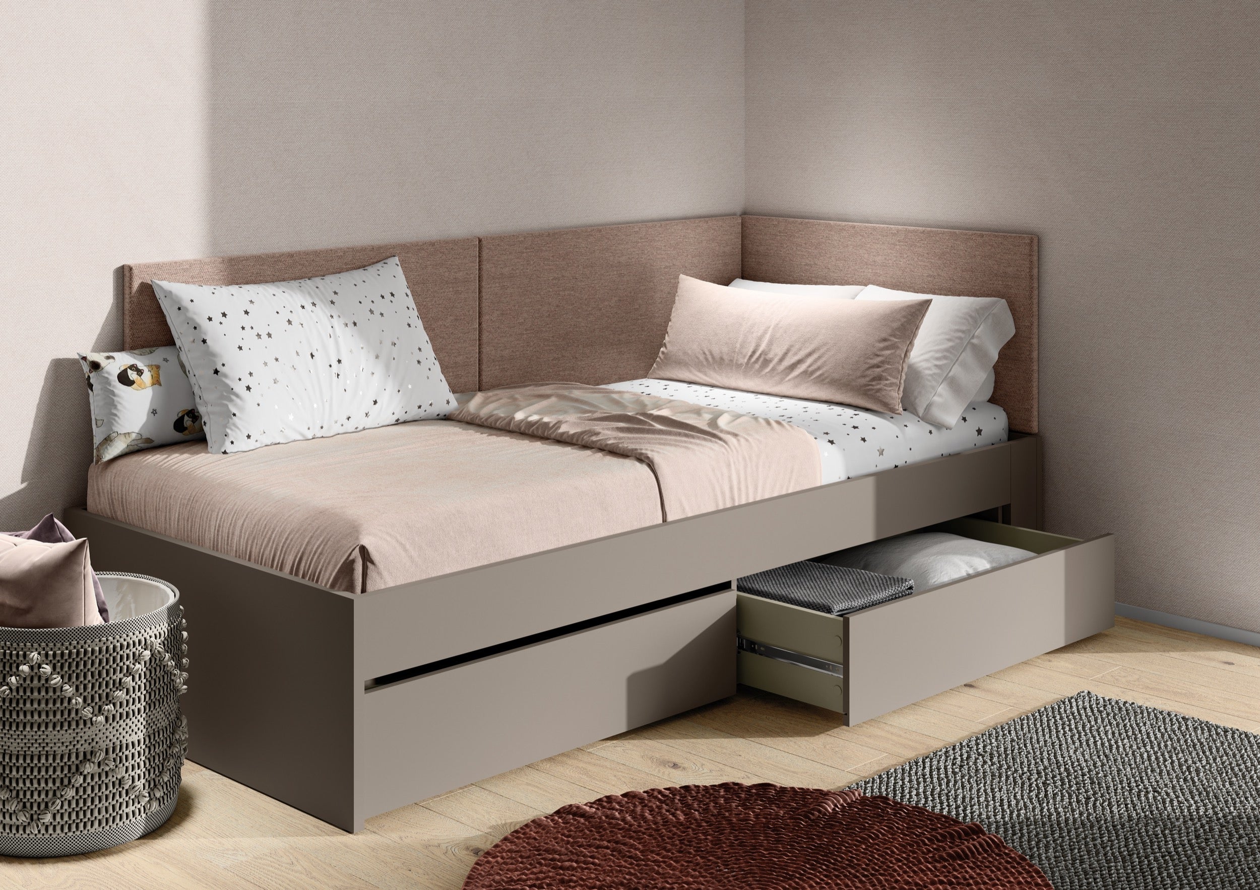 Zestaw dwóch paneli tapicerowanych Woow 2x95 cm brązowy - zestaw dwóch elementów