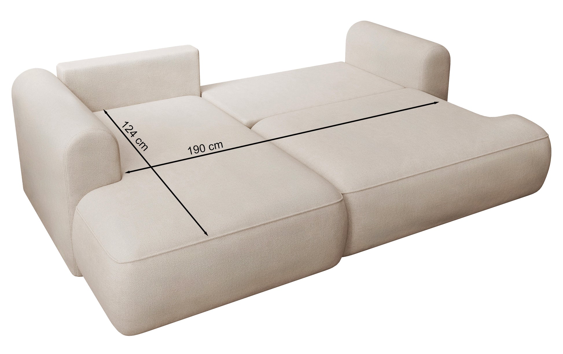 Rysunek wymiarowy - Narożnik Ovo mini prawostronny z pojemnikiem beżowy szenil: szerokość 238 cm, głębokość 156 cm, wysokość 93 cm - ujęcie 8