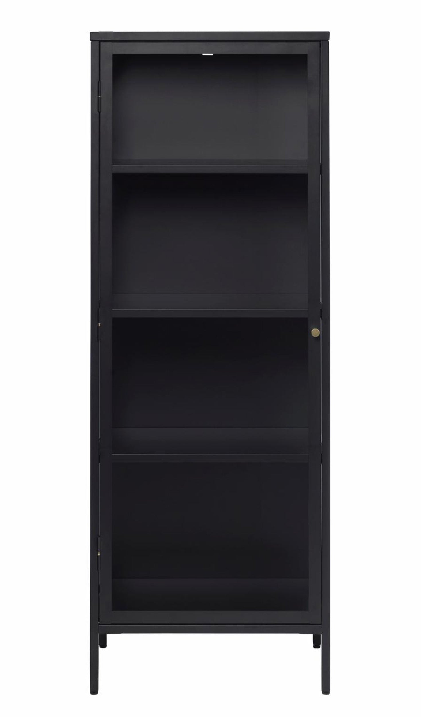 Wysoka witryna metalowa Zeins pojedyncza 160 cm czarna