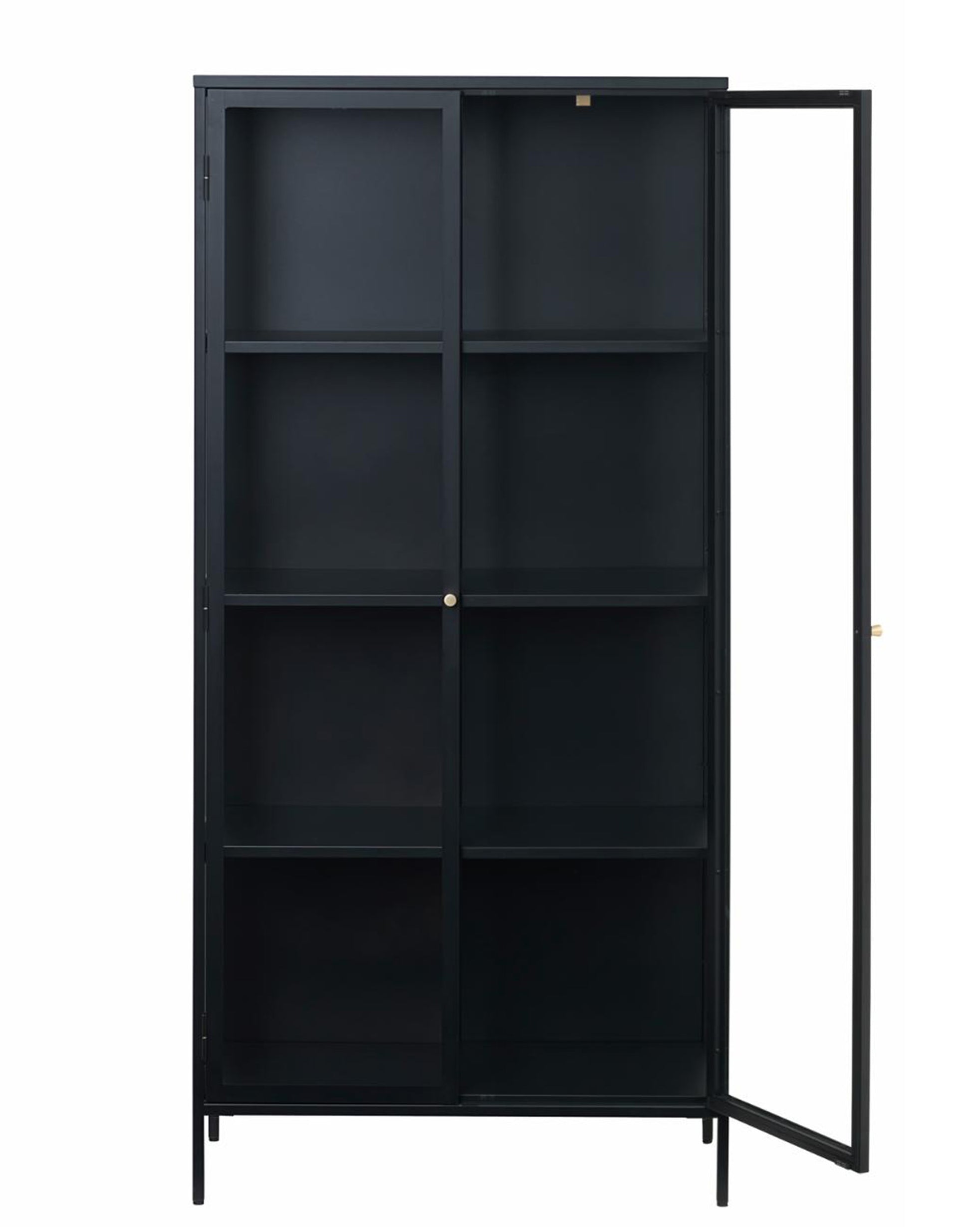 Wysoka witryna metalowa Zeins dwudrzwiowa 190 cm czarna - kolor czarny