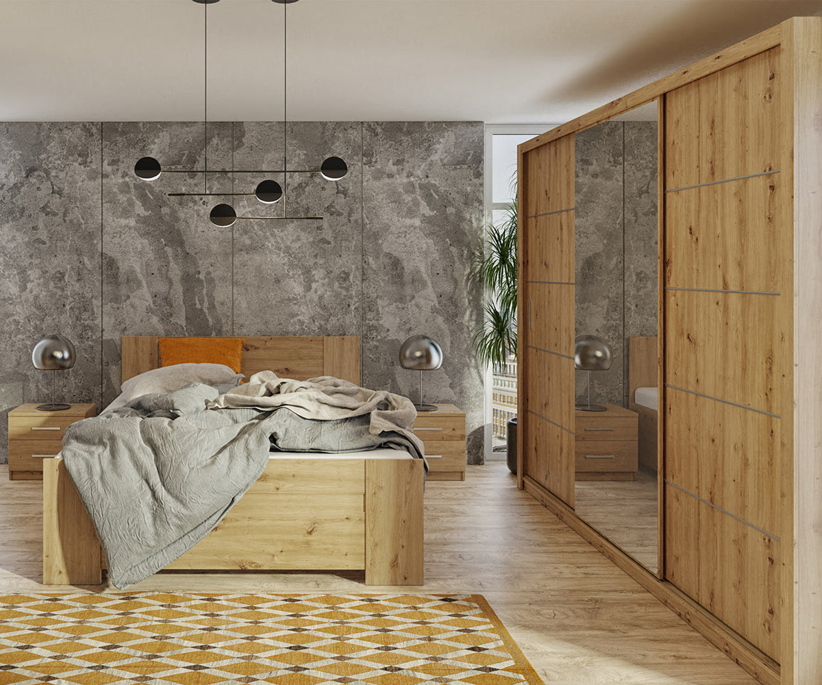 Szafa przesuwna z lustrem Rinker 250 cm Dąb artisan