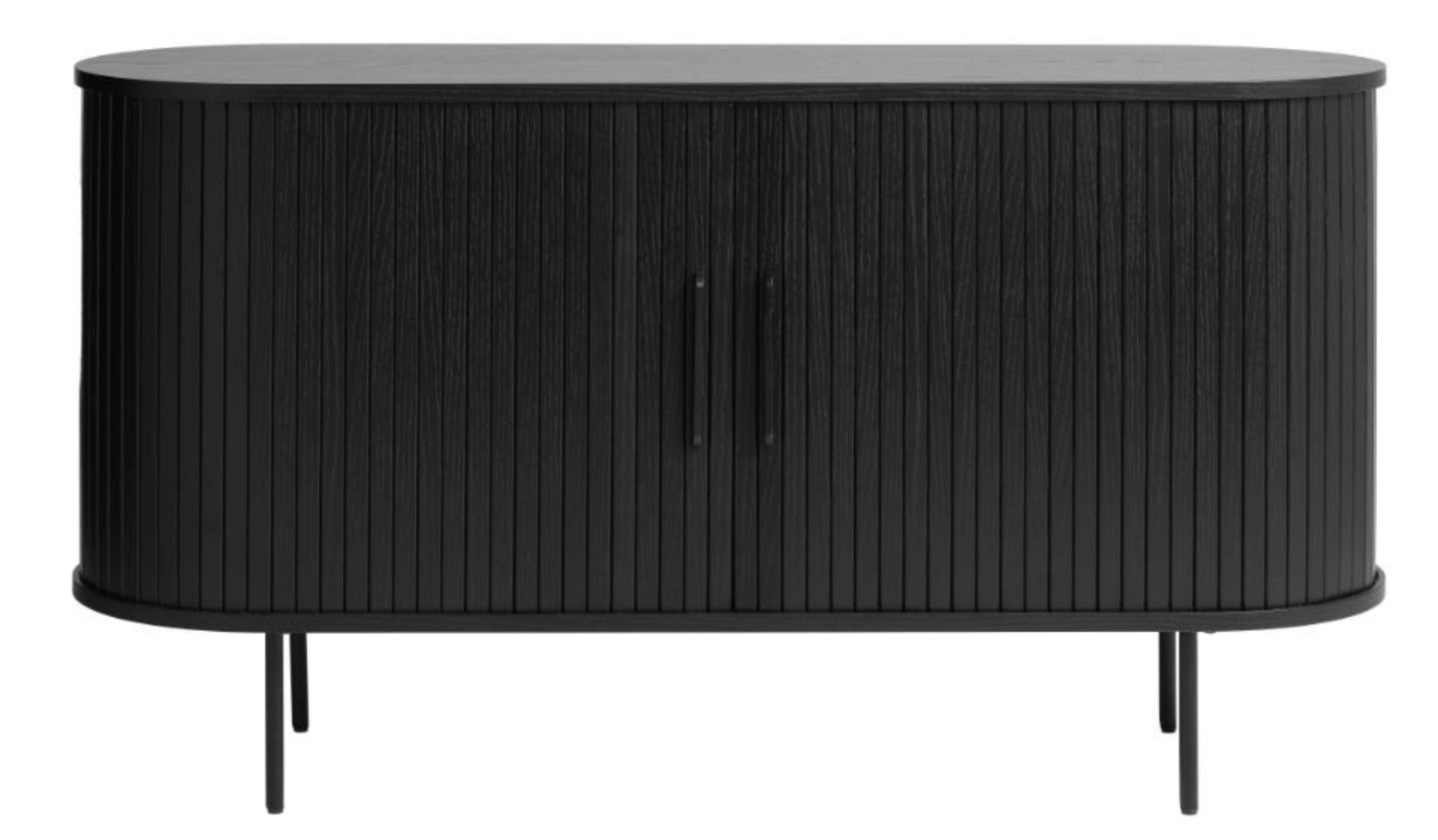 Komoda Gativel 140x76 cm lamele dąb czarny