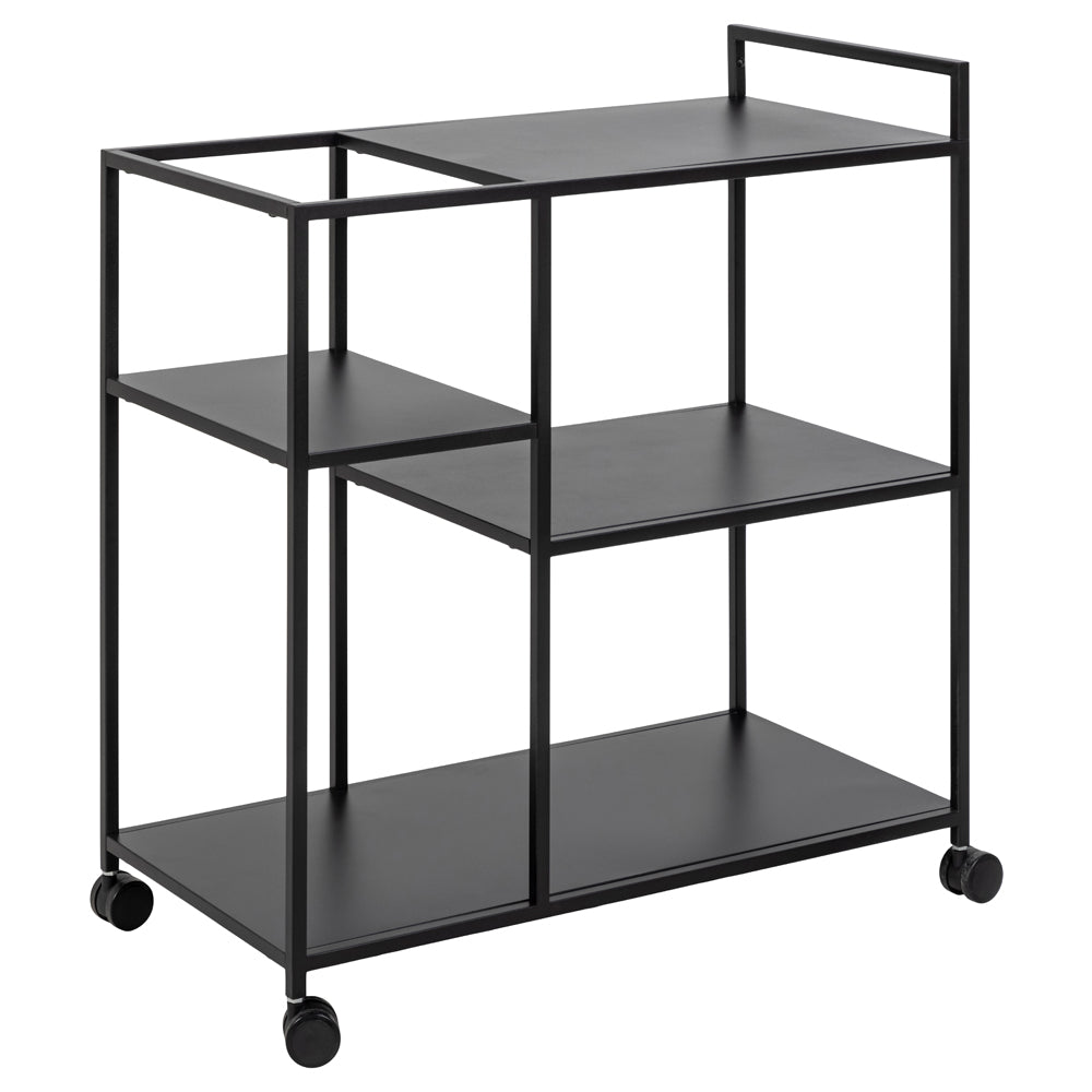 Regał metalowy Rondan na kółkach czarny - wysokość 85 cm