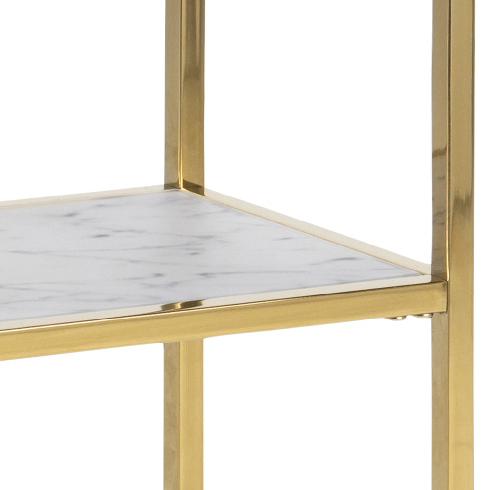 Konsola do przedpokoju Alisma 80x26 cm biały marmur na złotej podstawie