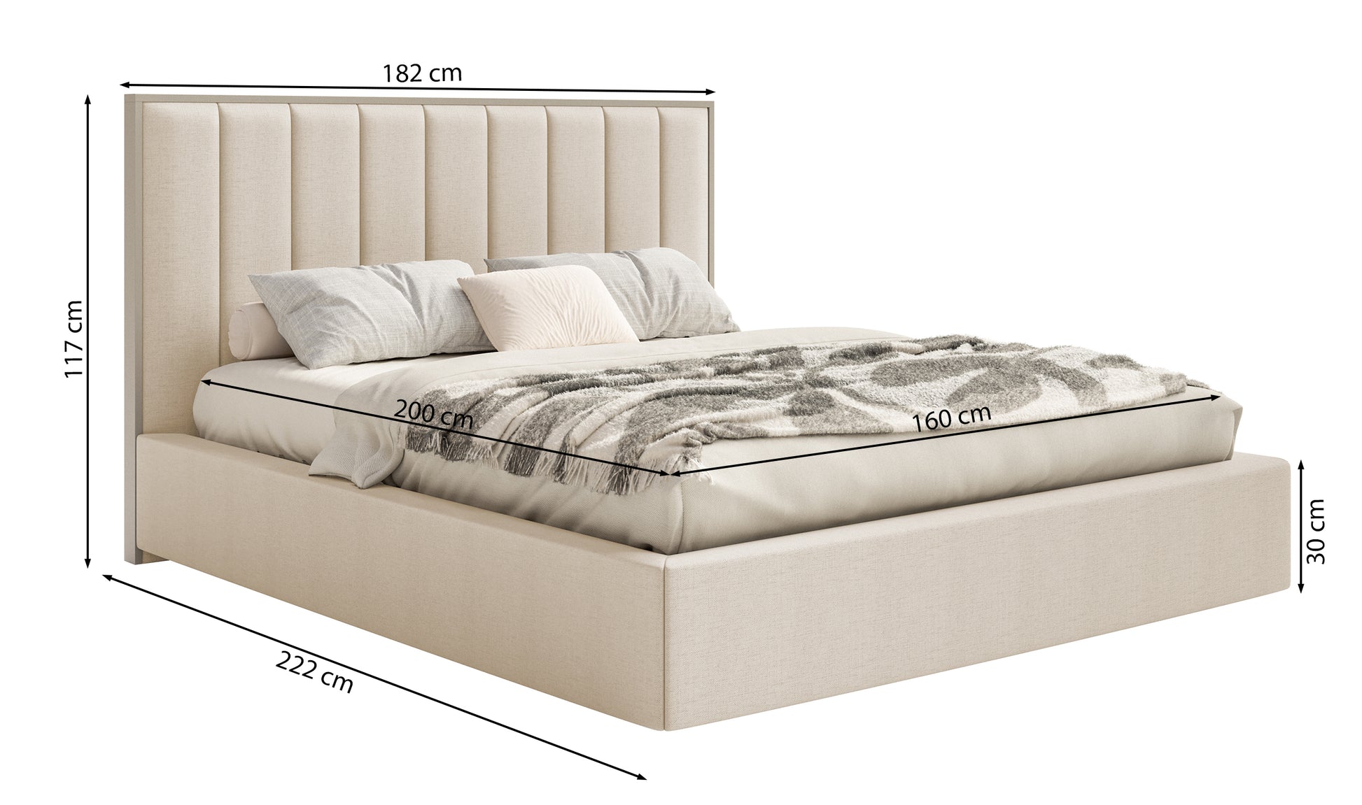 Łóżko tapicerowane Togents 160x200 cm z pojemnikiem i oświetleniem LED stelaż metalowy białe welur - materiał tworzywo sztuczne