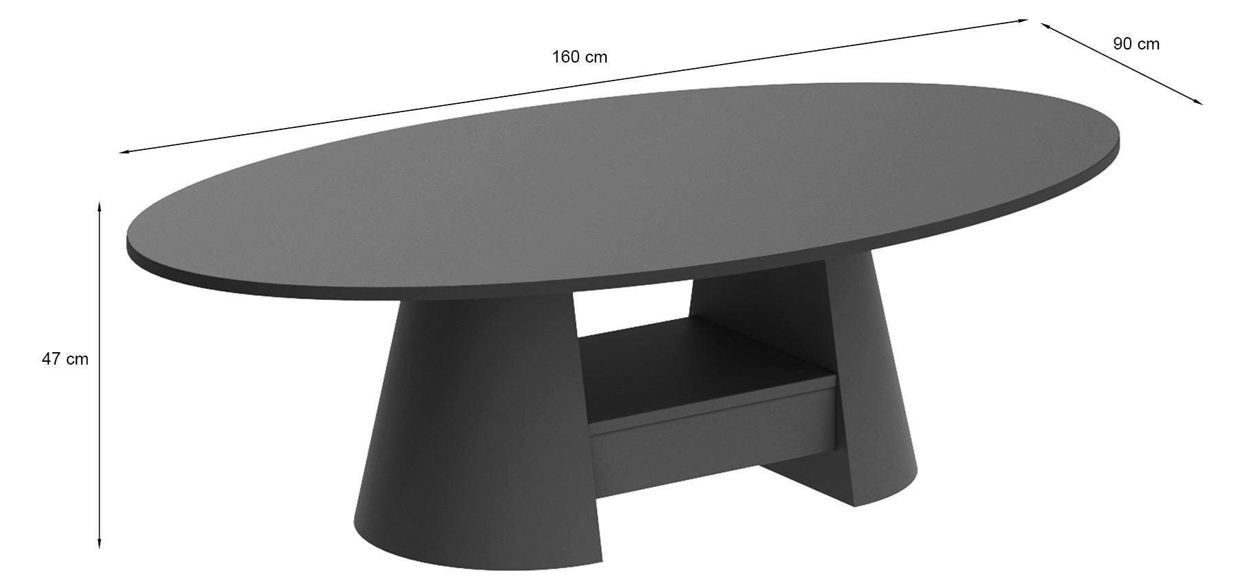 Stolik kawowy Flawelly 160x90 cm bordowy mat