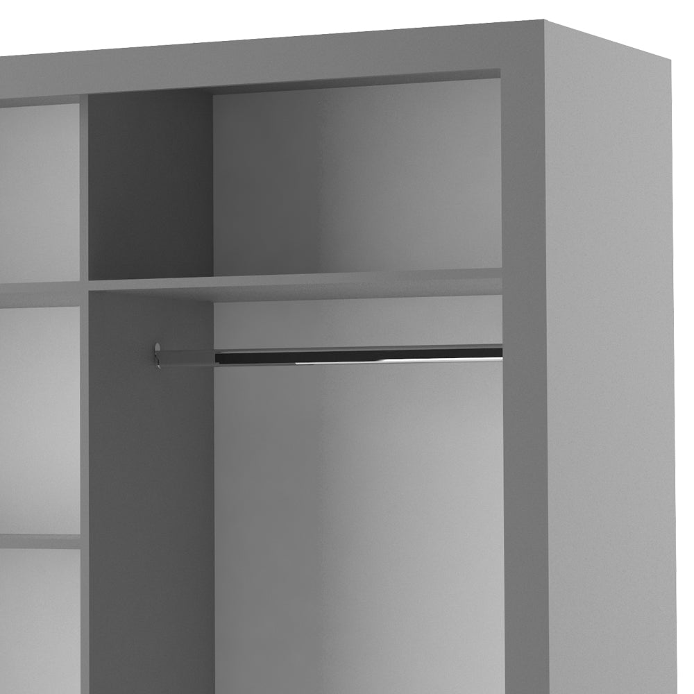 Szafa Arti 250 cm z trzema lustrami szara - meble do garderoby
