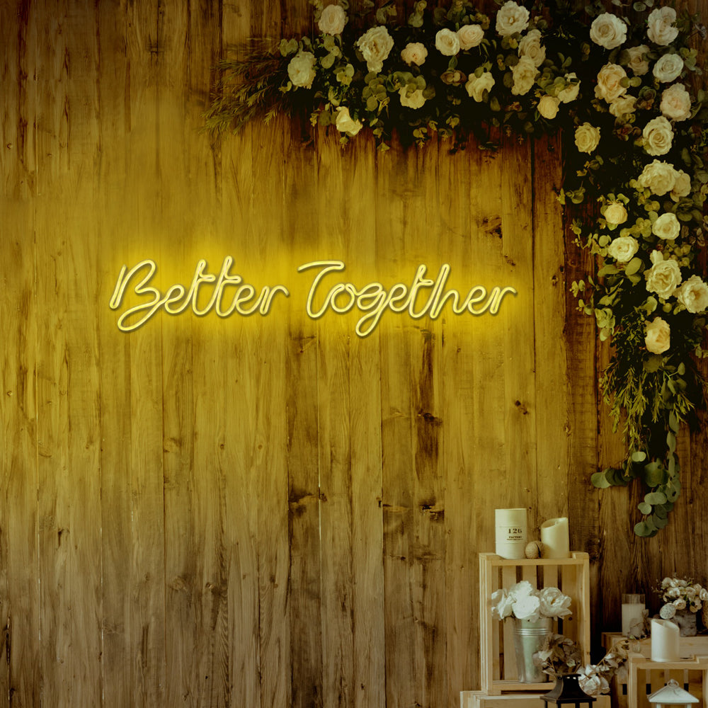 Neon na ścianę Letely z napisem Better Together żółty