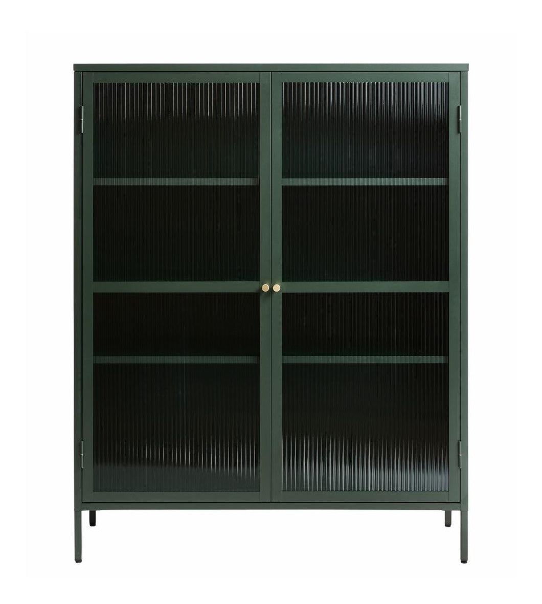 Witryna metalowa Avensunly 140 cm z przeszkleniem zielona