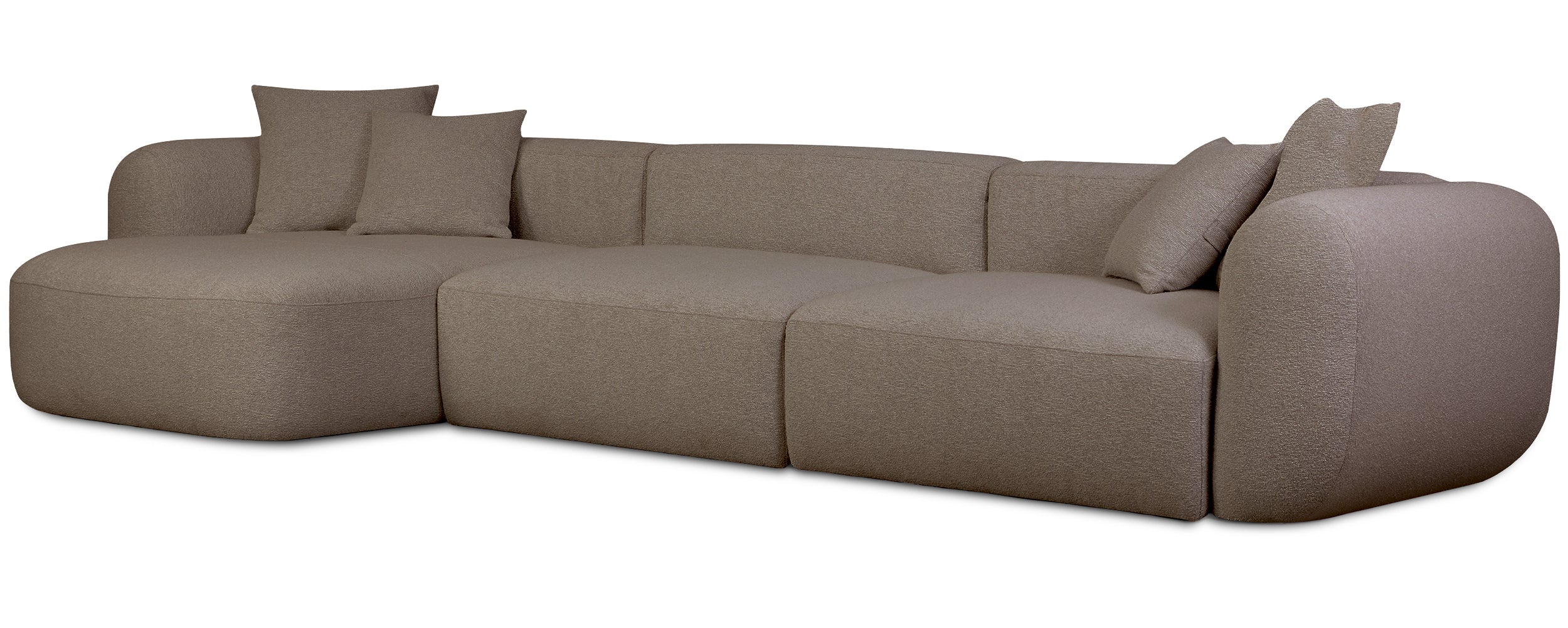 Narożnik modułowy Baomi duży z pufą lewostronny jasnobrązowy - głębokość 160 cm