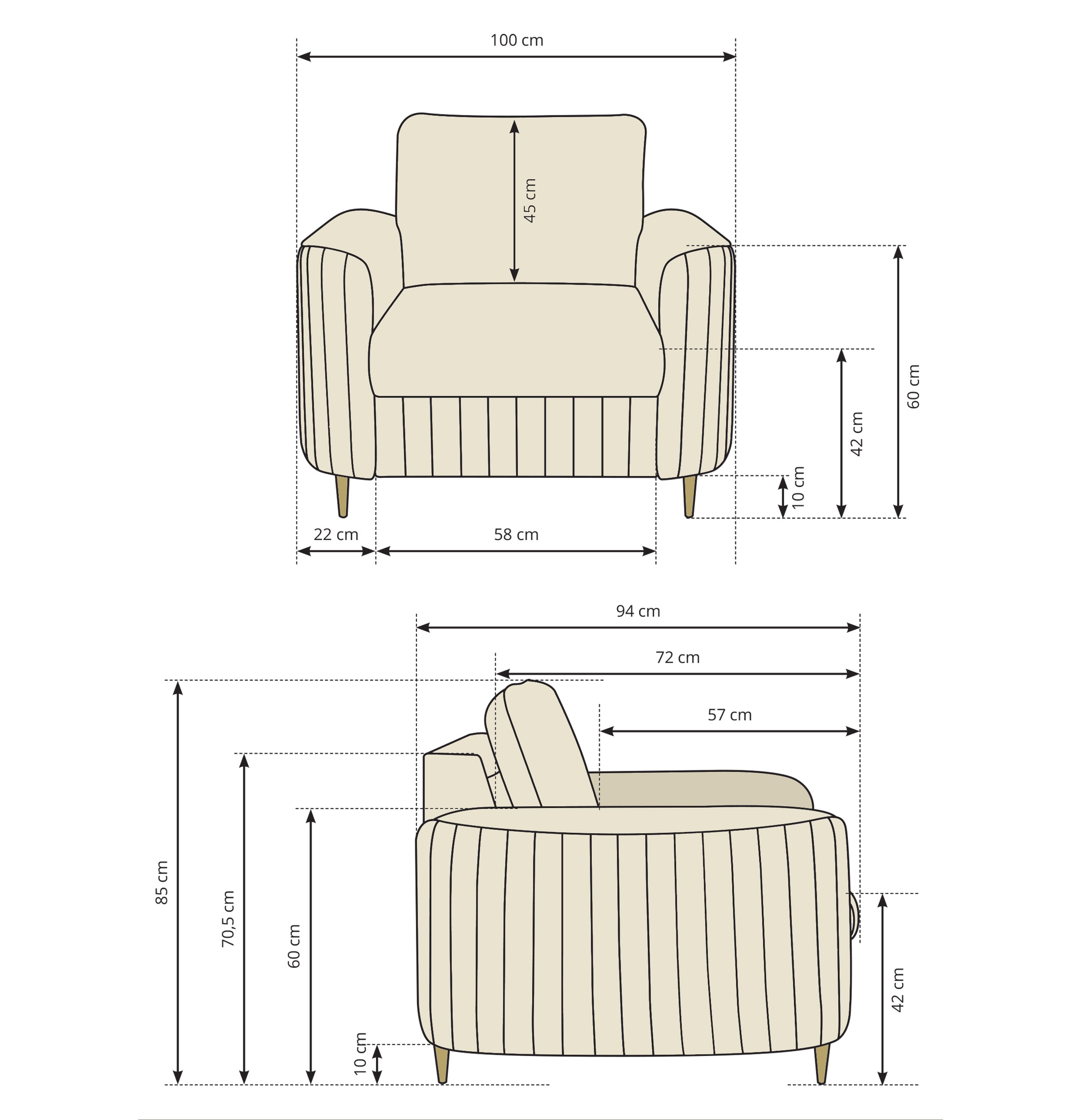 Pantano kremowy: miękki velvet, subtelne nóżki, nowoczesny design.
