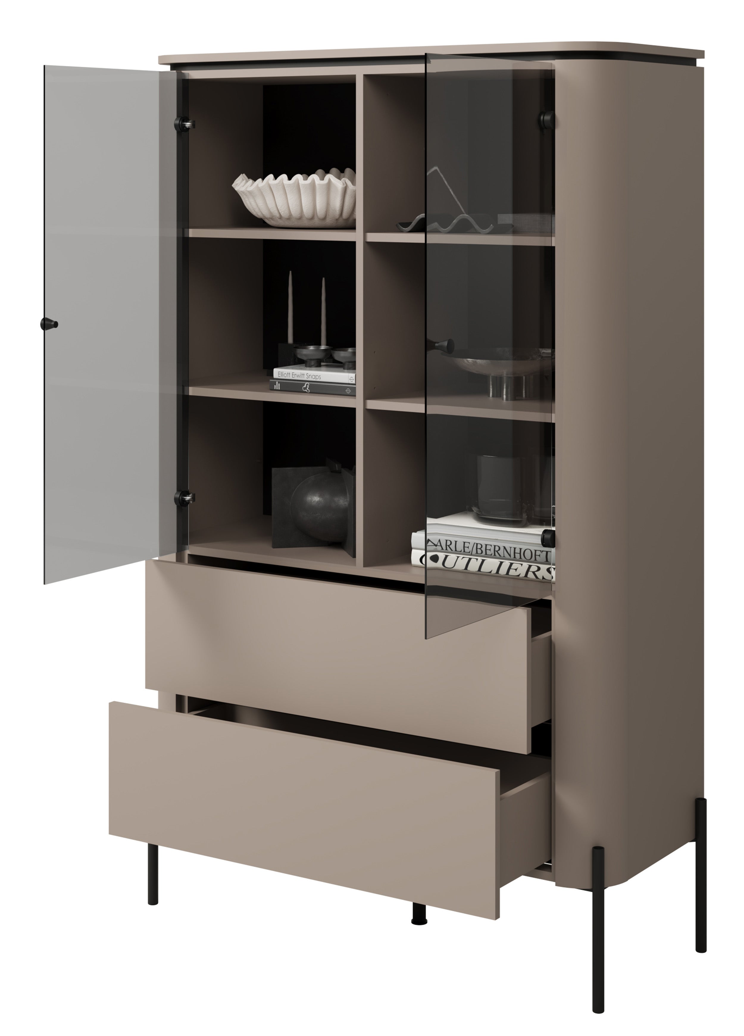 Witryna dwudrzwiowa Calderis z dwiema szufladami 98 cm congo - materiał płyta meblowa