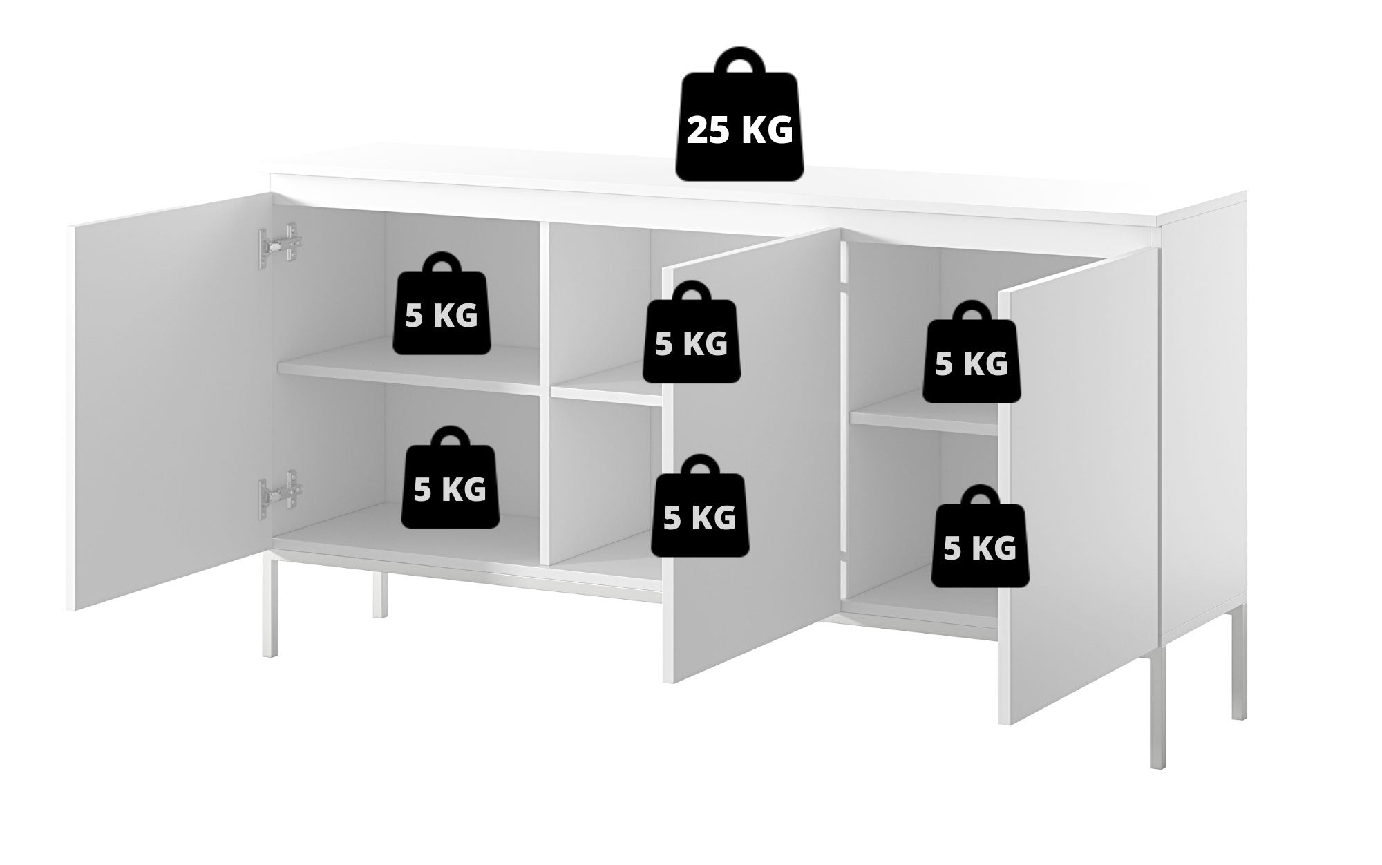 Komoda trzydrzwiowa Bemmi 150 cm kaszmir - płyta wiórowa laminowana