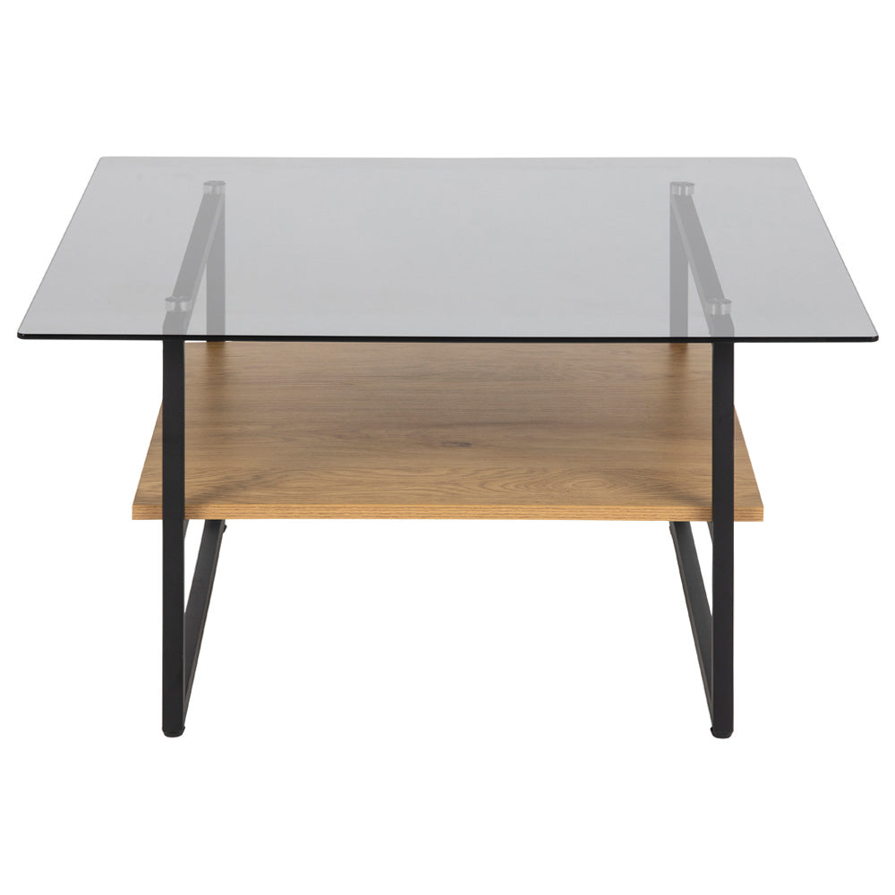 Stolik kawowy kwadratowy Hideko 80x80 cm z półką dąb - z półką dodatkową