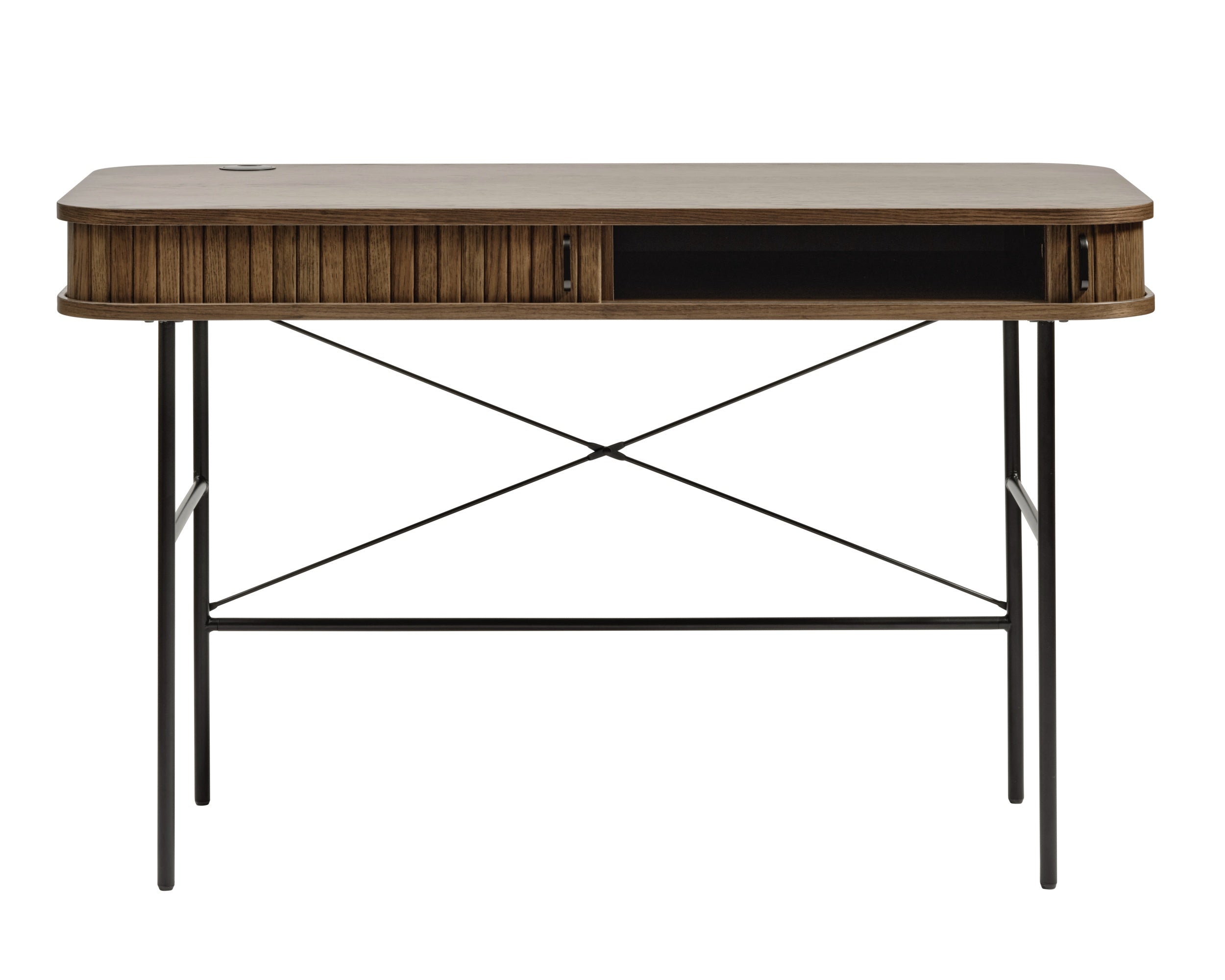 Biurko Gativel 120x60 cm lamele dąb palony - styl nowoczesny