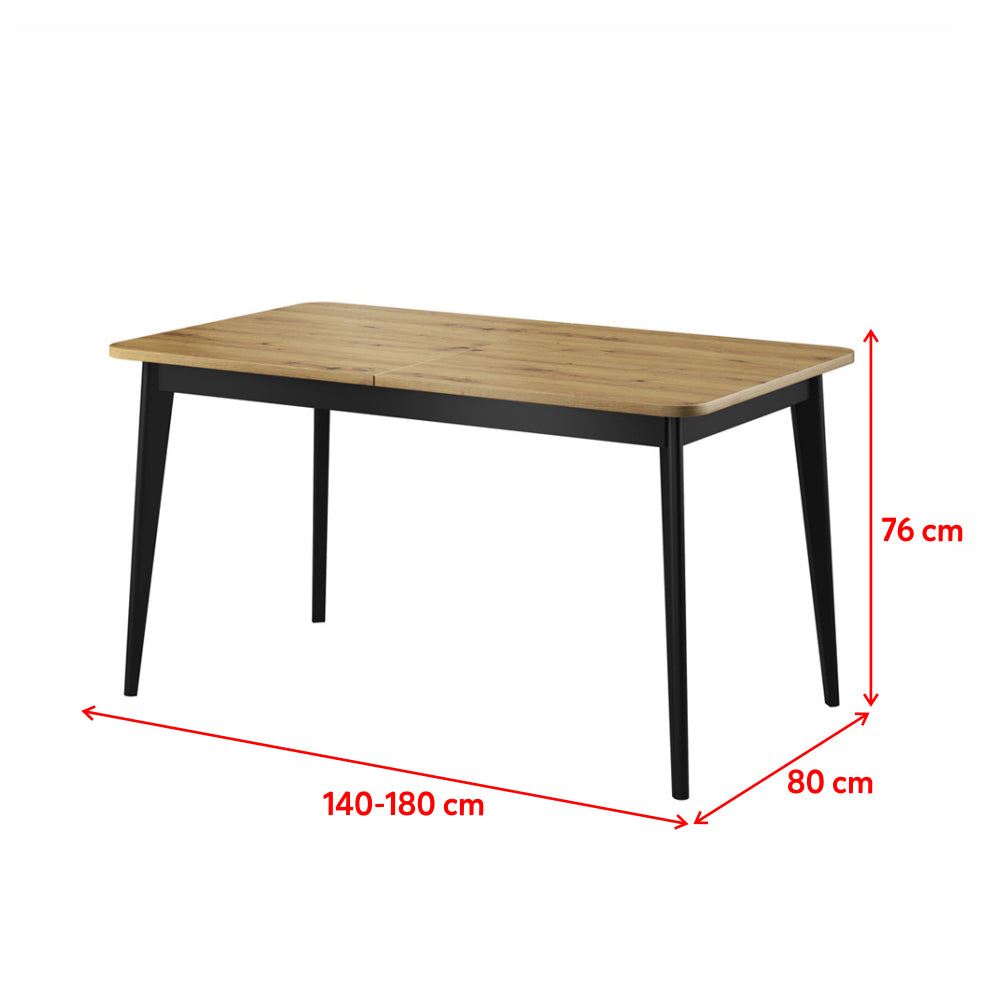 Stół rozkładany Livinella 140-180x80 cm dąb Artisan - materiał drewno