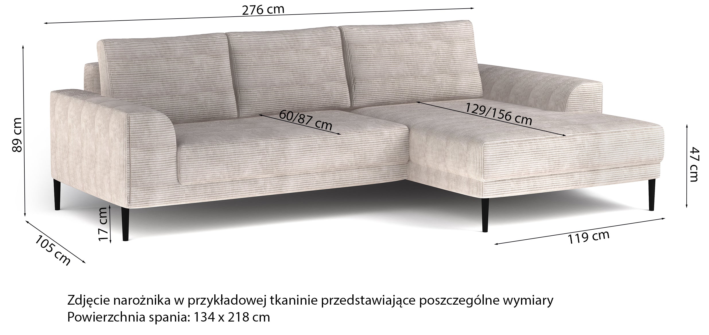 Narożnik z funkcją spania Capitol L-kształtny z pojemnikiem niebieskoszary sztruks lewostronny
