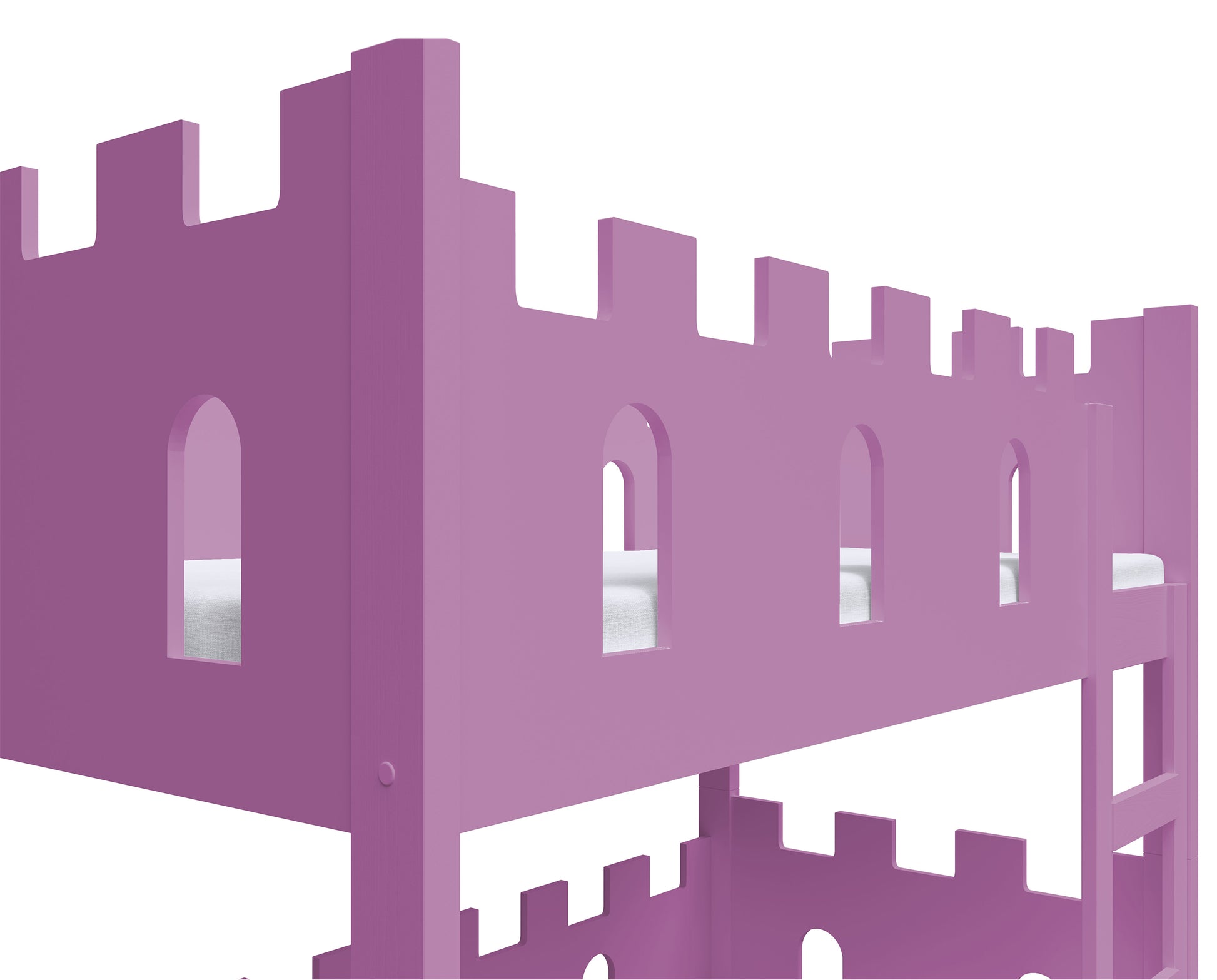 Łóżko piętrowe Castelo z materacami i szufladami różowy - szerokość 81 cm