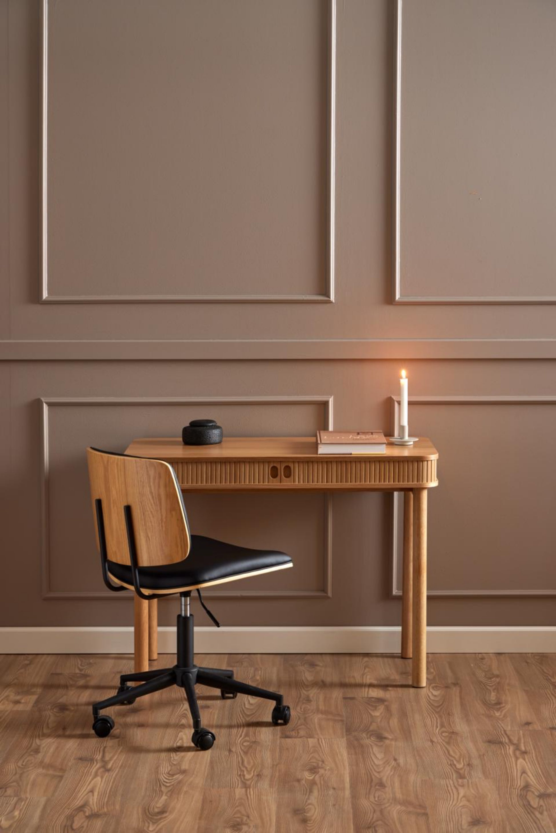 Biurko drewniane Wilent 100x50 cm dąb lamele - materiał płyta fornirowana