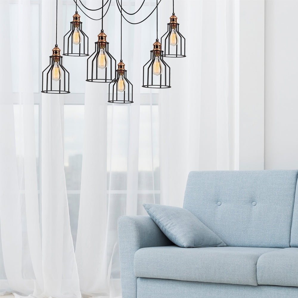 Lampa wisząca Franklog x6 żyrandol czarna