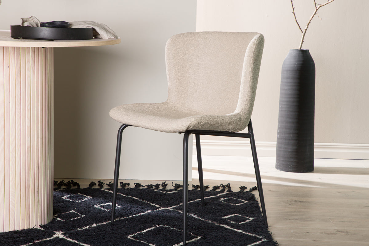 Krzesło tapicerowane Serveys w tkaninie boucle beżowe - materiał metal