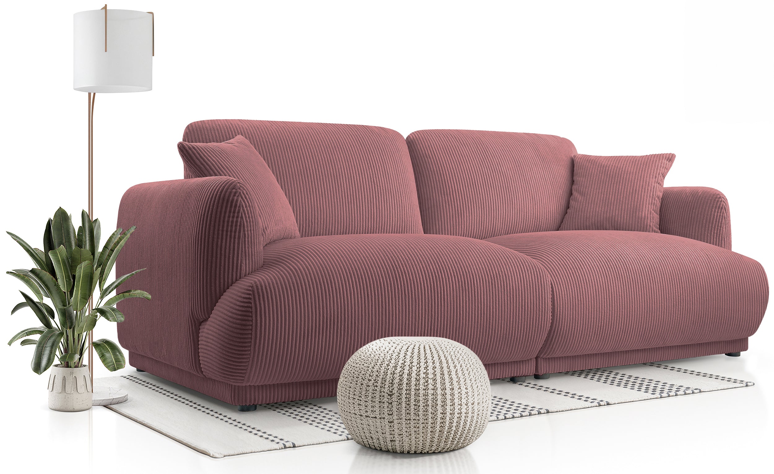 Sofa trzyosobowa Chacco różowa sztruks