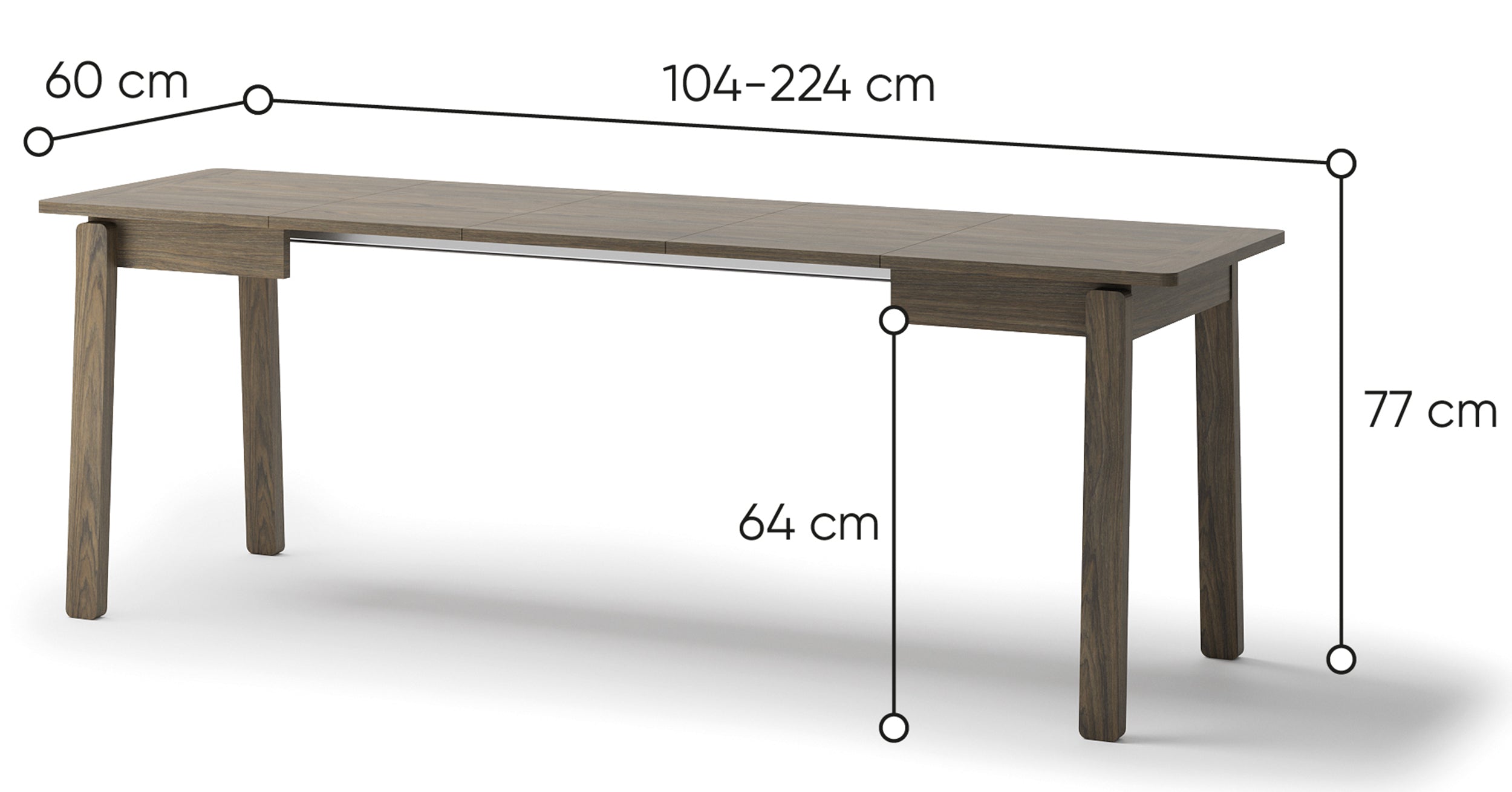 Stół rozkładany Plot 104-224x60 cm dąb ciemny