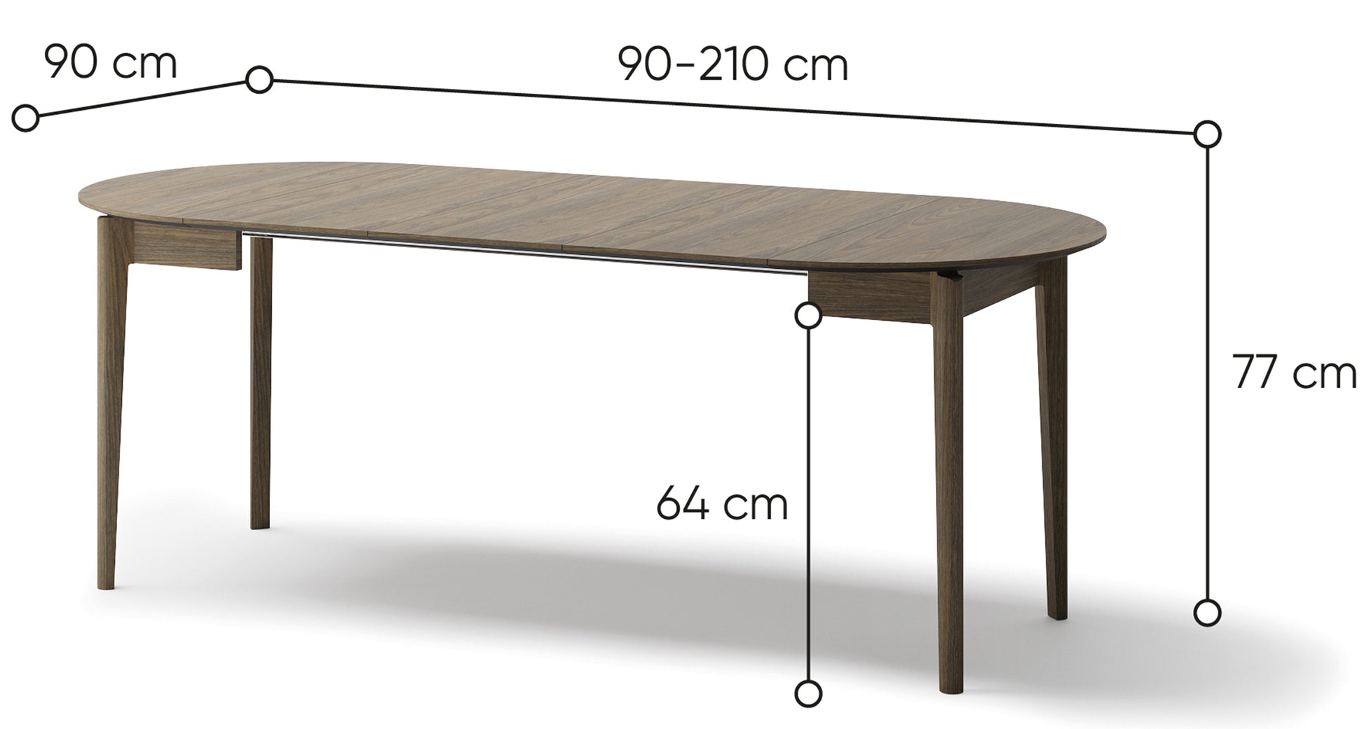 Stół rozkładany Plot 90-210x90 cm dąb ciemny - styl nowoczesny