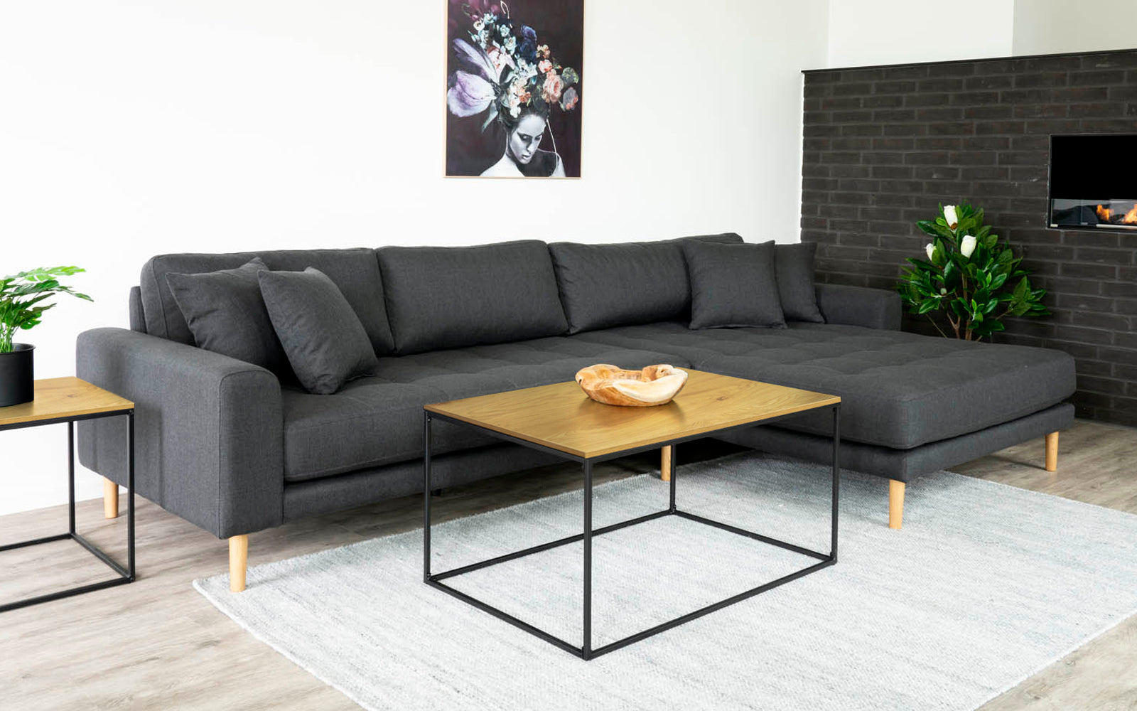 Stolik kawowy industrialny Krapina 90x60 cm dąb