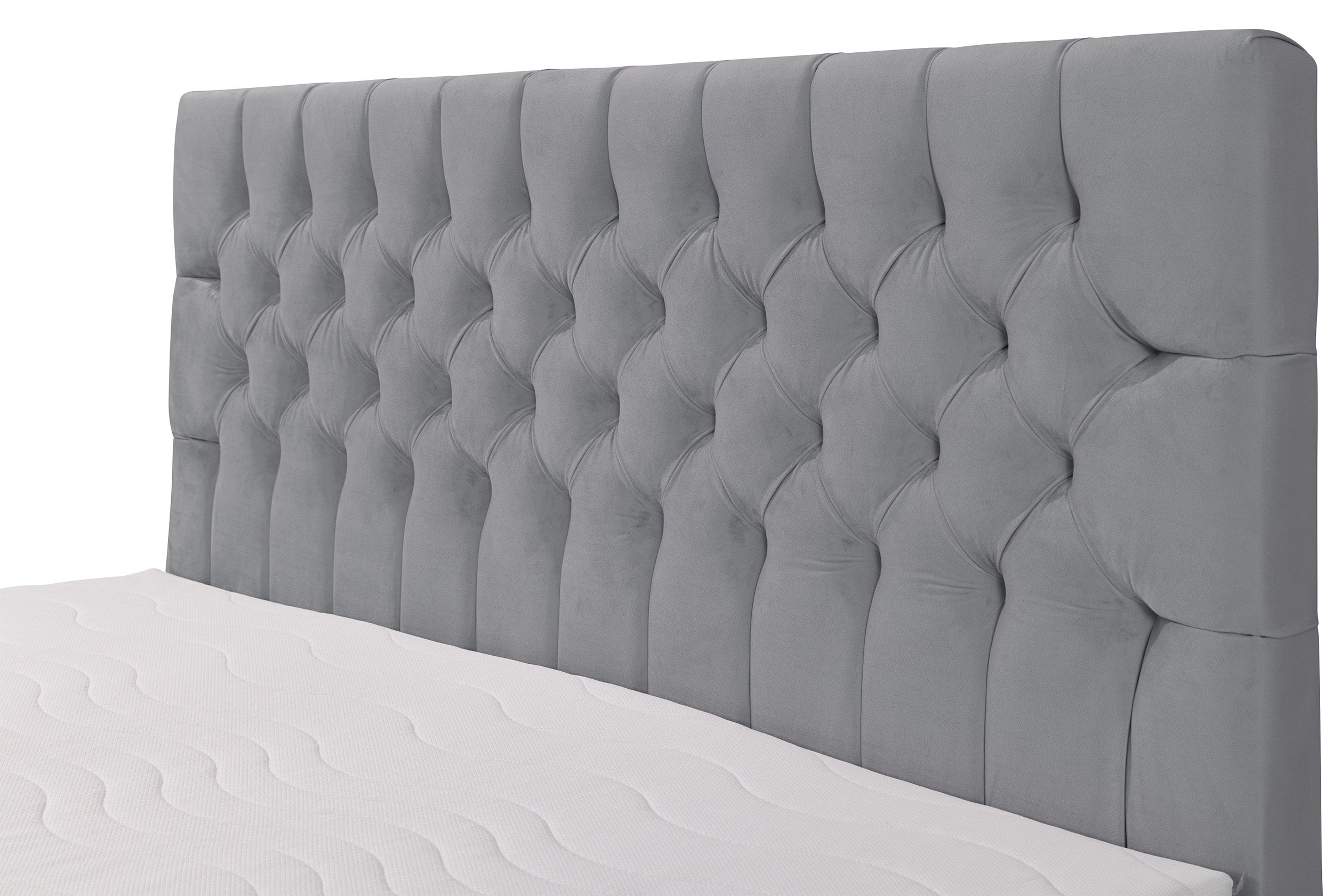 Łóżko kontynentalne Daissy 180x200 cm z pojemnikami i topperem szare - rodzaj materac bonellowy