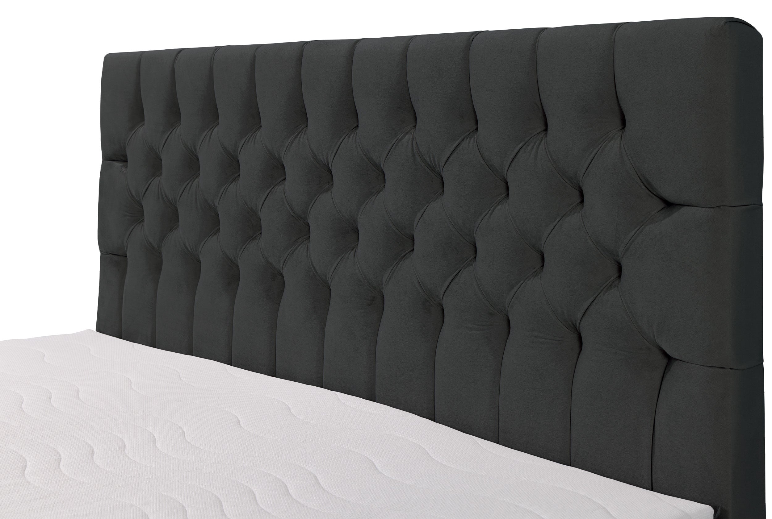 Łóżko kontynentalne Daissy 180x200 cm z pojemnikami i topperem ciemnoszare - rodzaj materac bonellowy