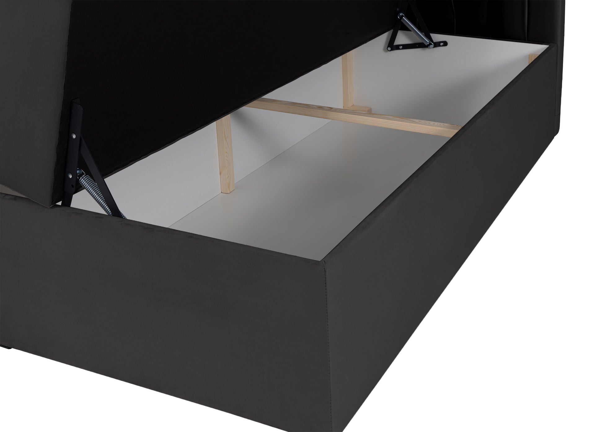 Łóżko kontynentalne Daissy 180x200 cm z pojemnikami i topperem ciemnoszare - materiał welur