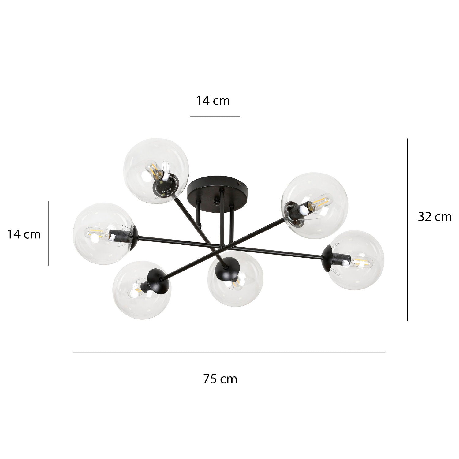 Lampa sufitowa Minturno transparentna x6