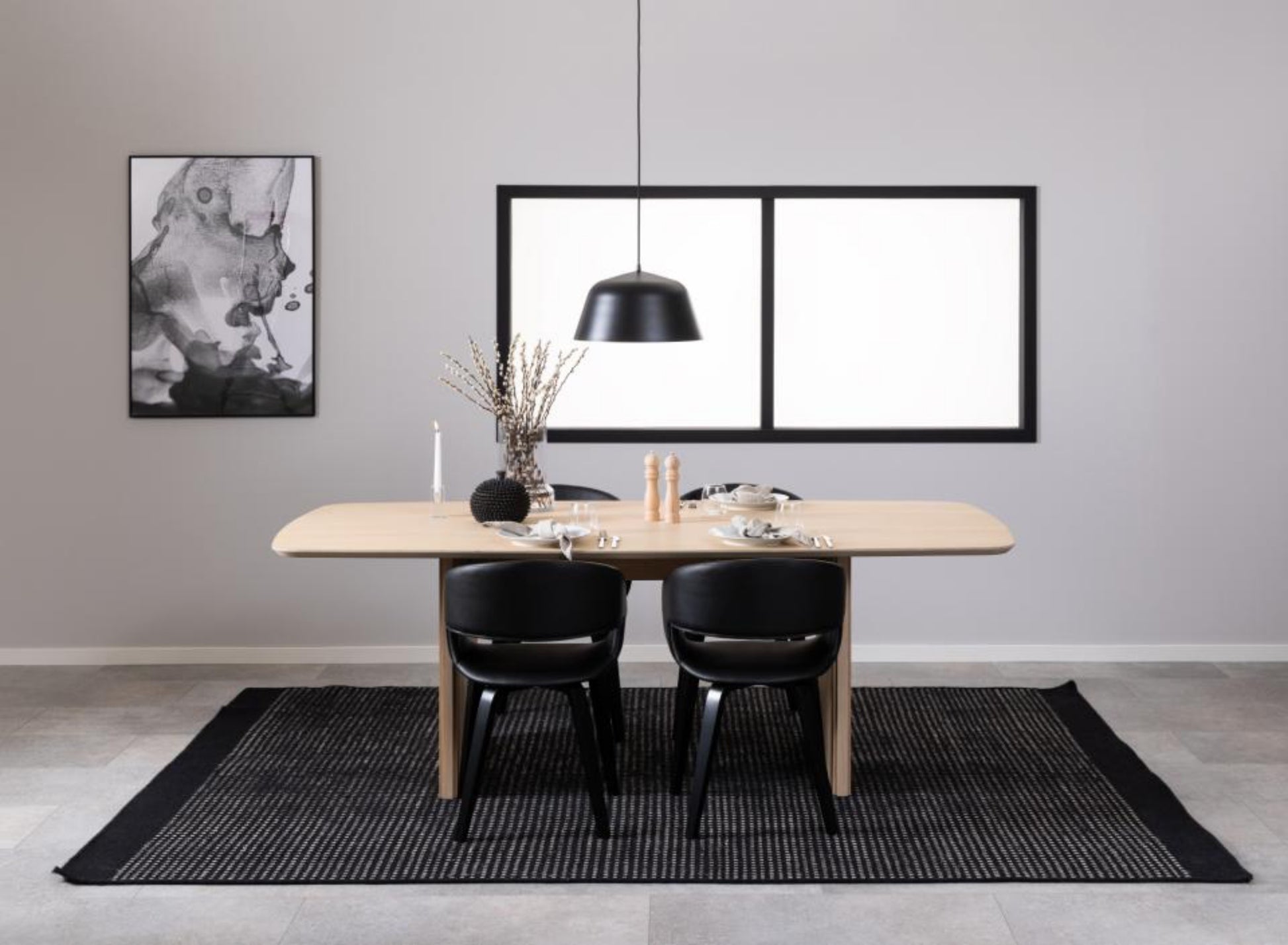 Stół do jadalni Maschy 220x105 cm dąb bielony lamele - ozdobne lamele