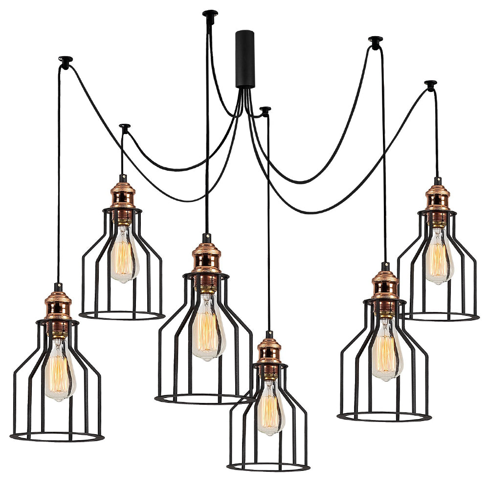 Lampa wisząca Franklog x6 żyrandol czarna