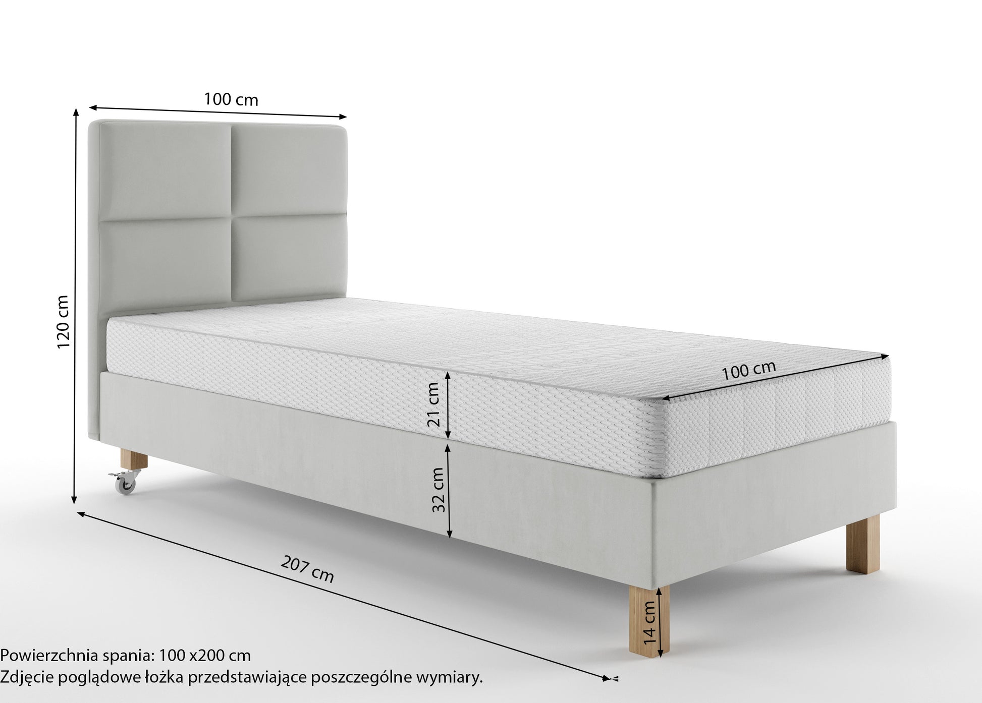Łóżko tapicerowane Donbay 100x200 cm z wezglowiem panelowym i materacem kieszeniowym czarne - materiał drewno