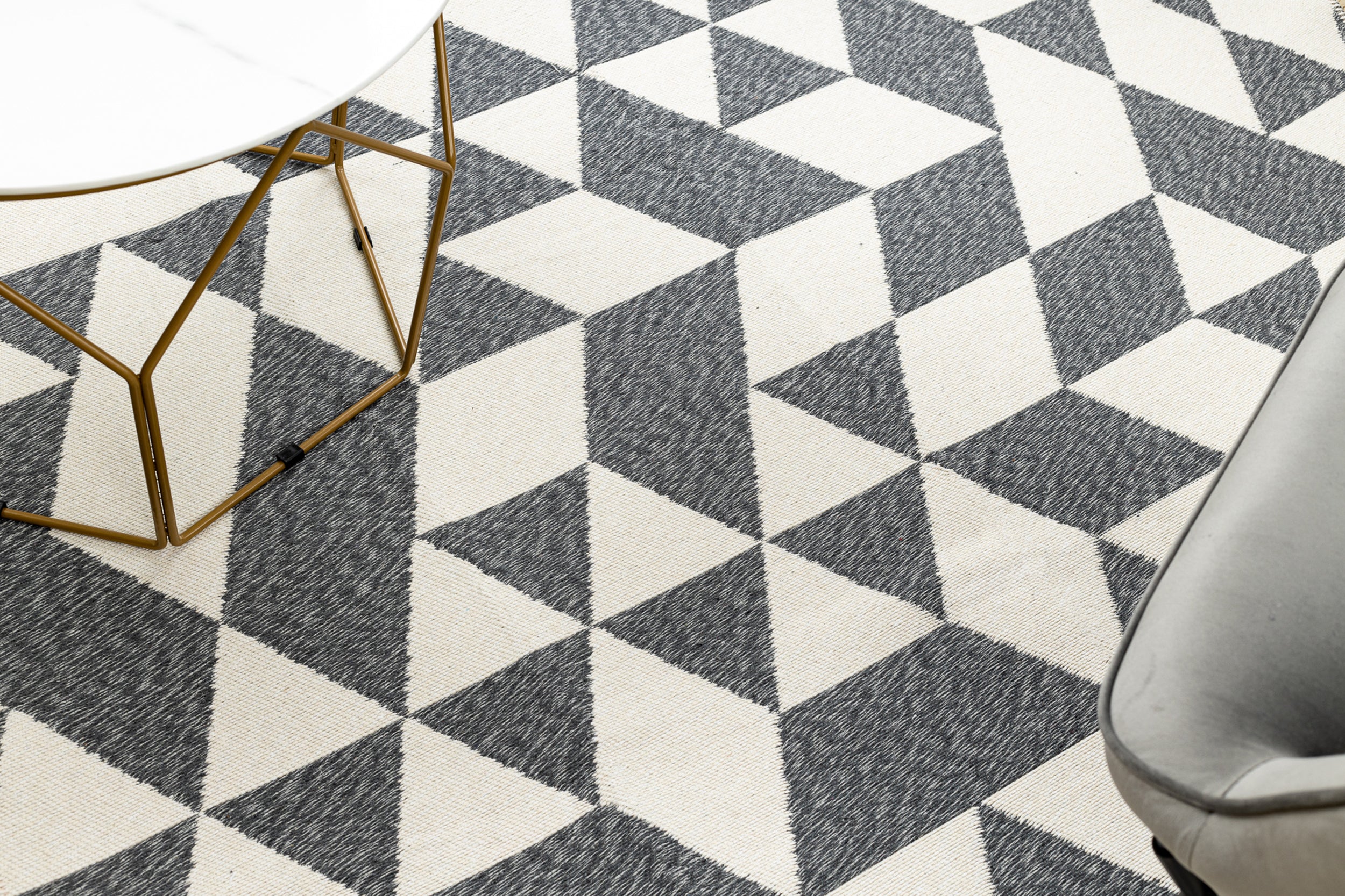 Dywan Twin 160x220 cm antracyt / krem geometryczny