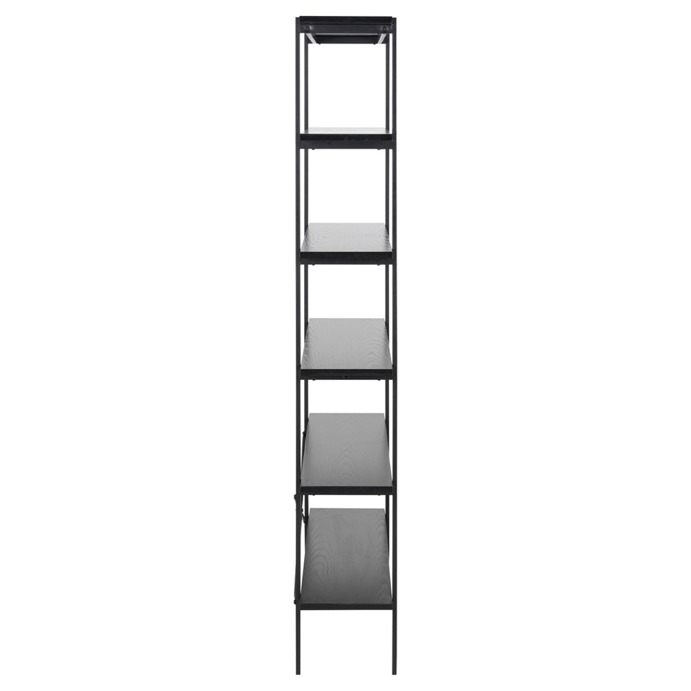Regał na książki Santov pięciopoziomowy czarny - wysokość 172 cm