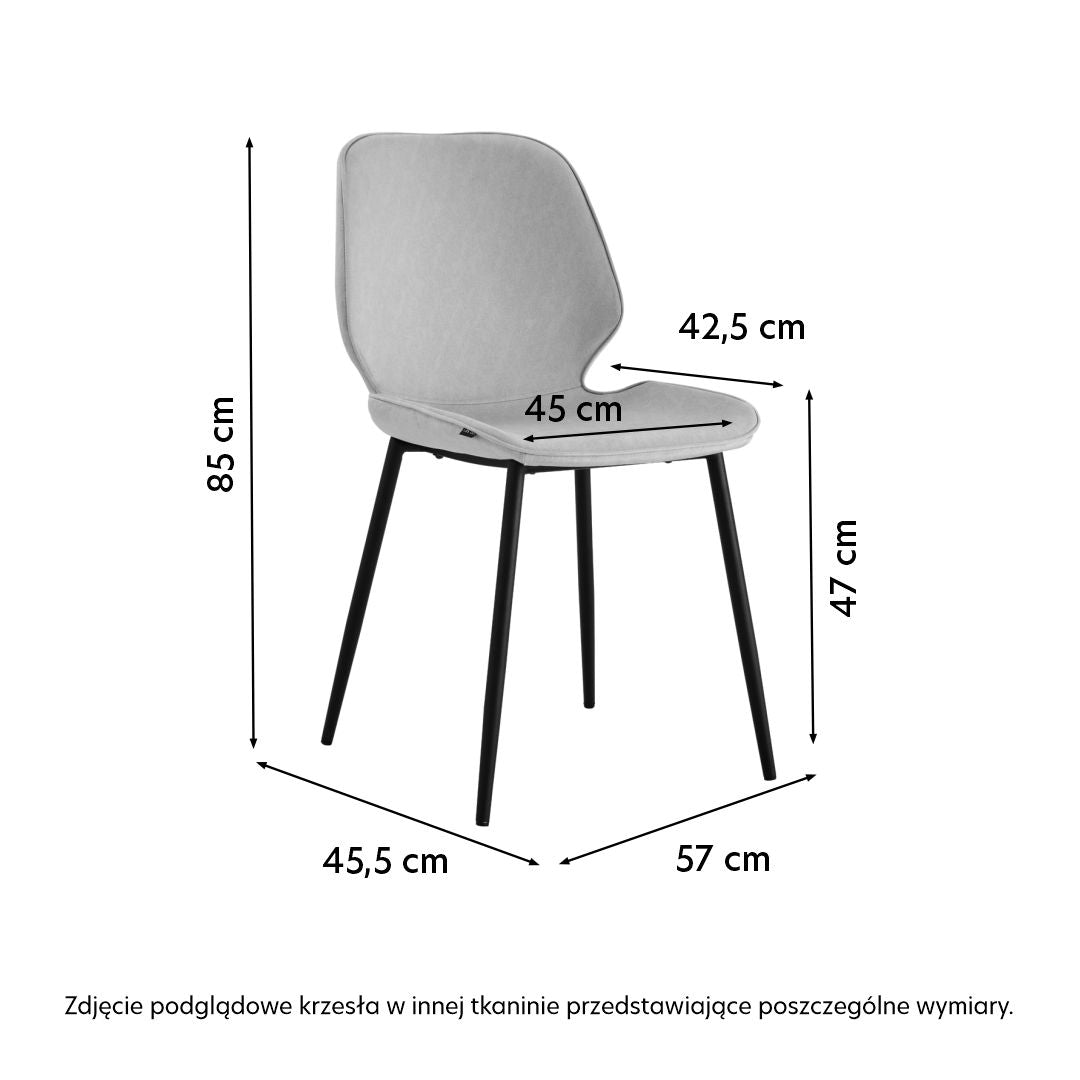 Krzesło tapicerowane Rablart beżowa tkanina typu szenil łatwoczyszcząca na czarnych nóżkach