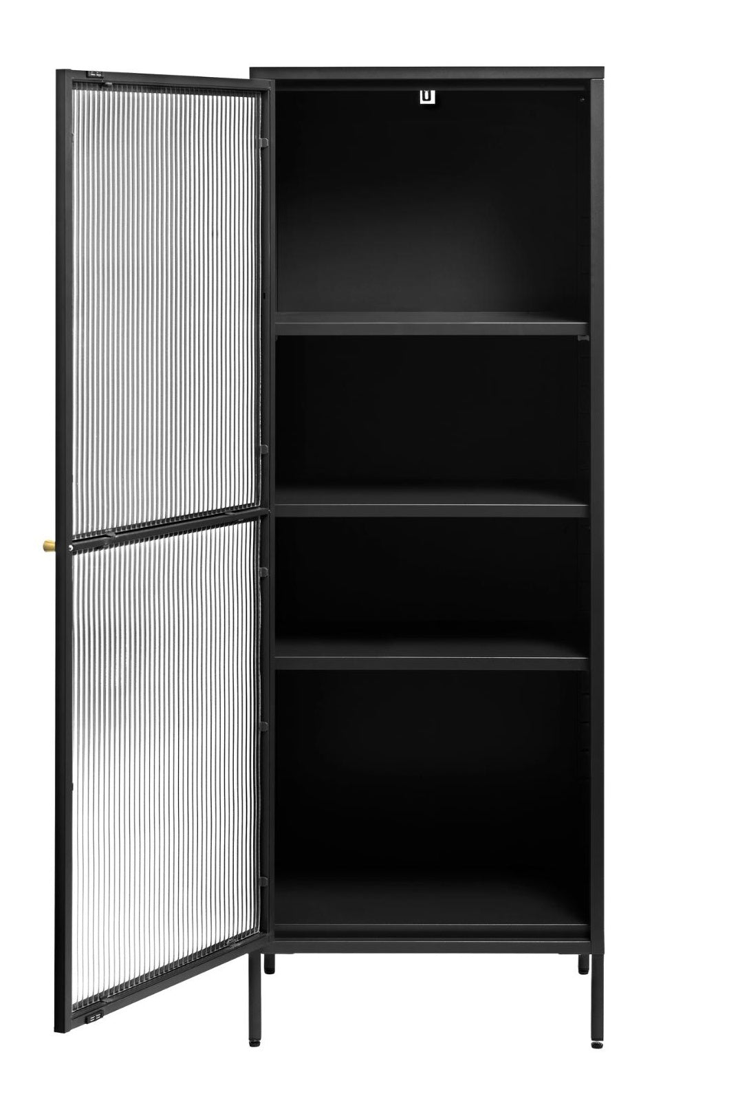 Witryna metalowa jednodrzwiowa Avensunly 160 cm z przeszkleniem czarna - część witrynowa