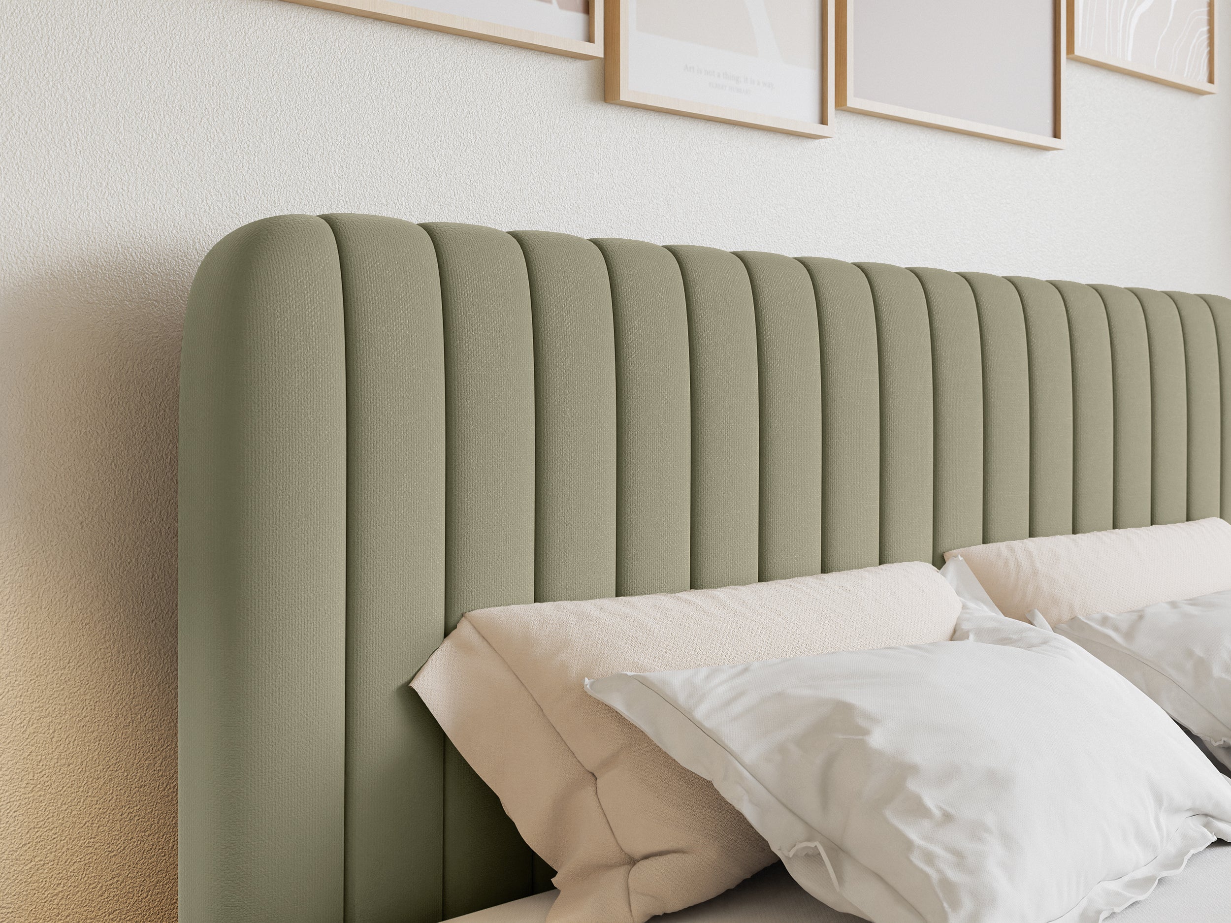 Łóżko kontynentalne 160x200 cm Saliano z pojemnikami i topperem oliwkowe szenil hydrofobowy