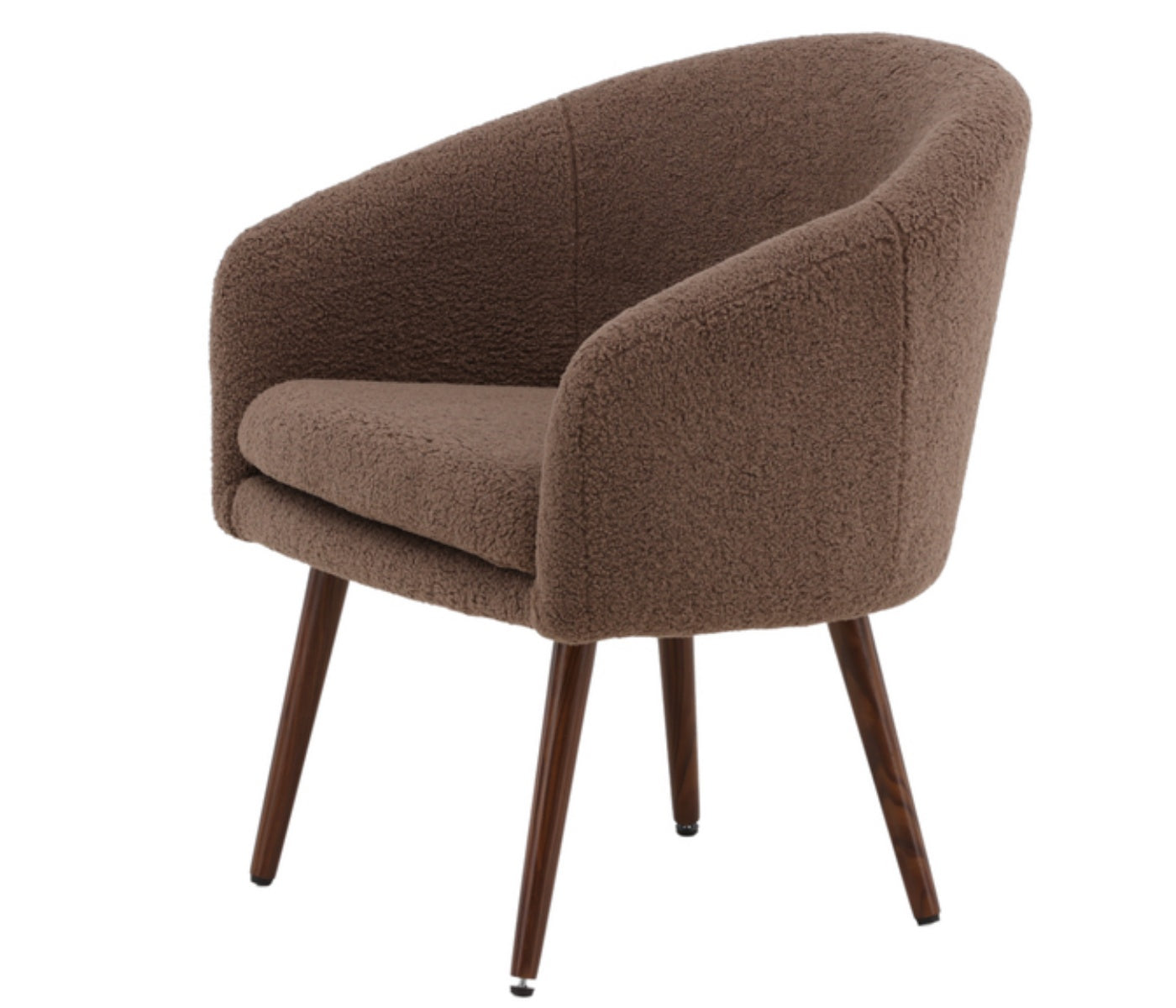 Fotel kubełkowy Glitens w tkaninie boucle brązowy - szerokość 68 cm