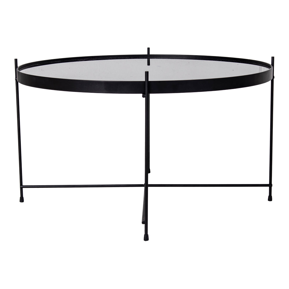 Stolik kawowy Marcolino średnica 70 cm czarny - materiał szkło