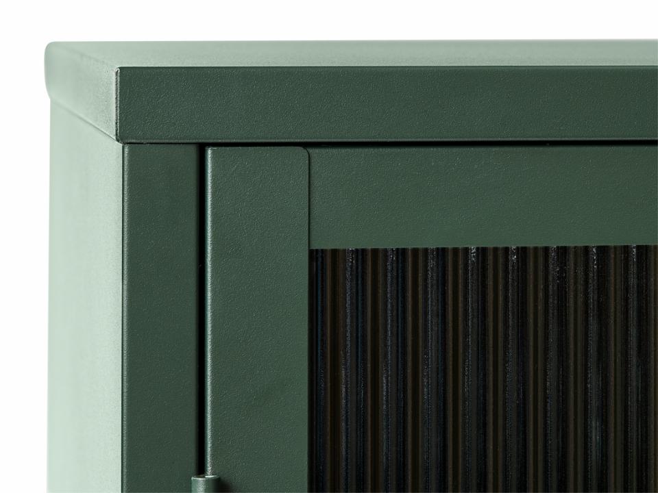 Witryna metalowa Avensunly 140 cm z przeszkleniem zielona